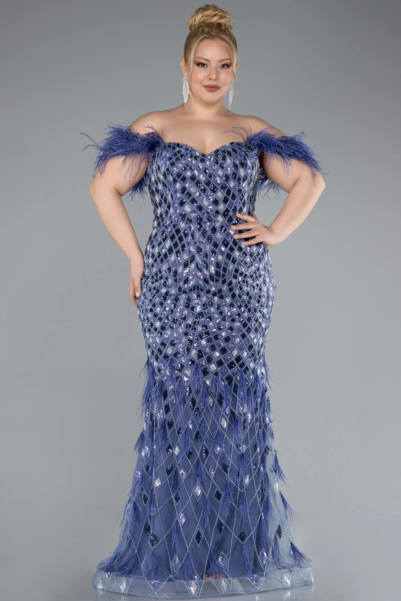 Lila-Long Plus Size Evening Dress ABU4956