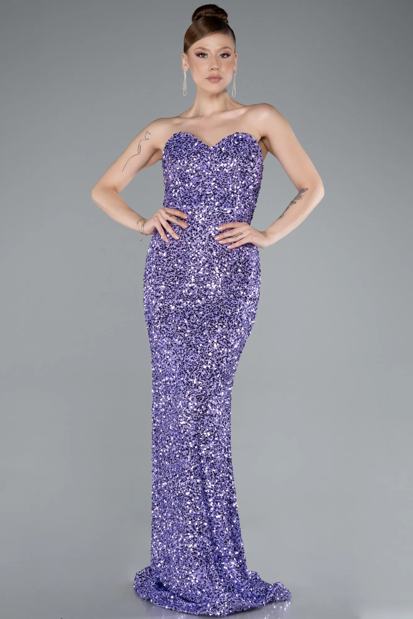 Lila-Long Scaly Evening Dress ABU4910