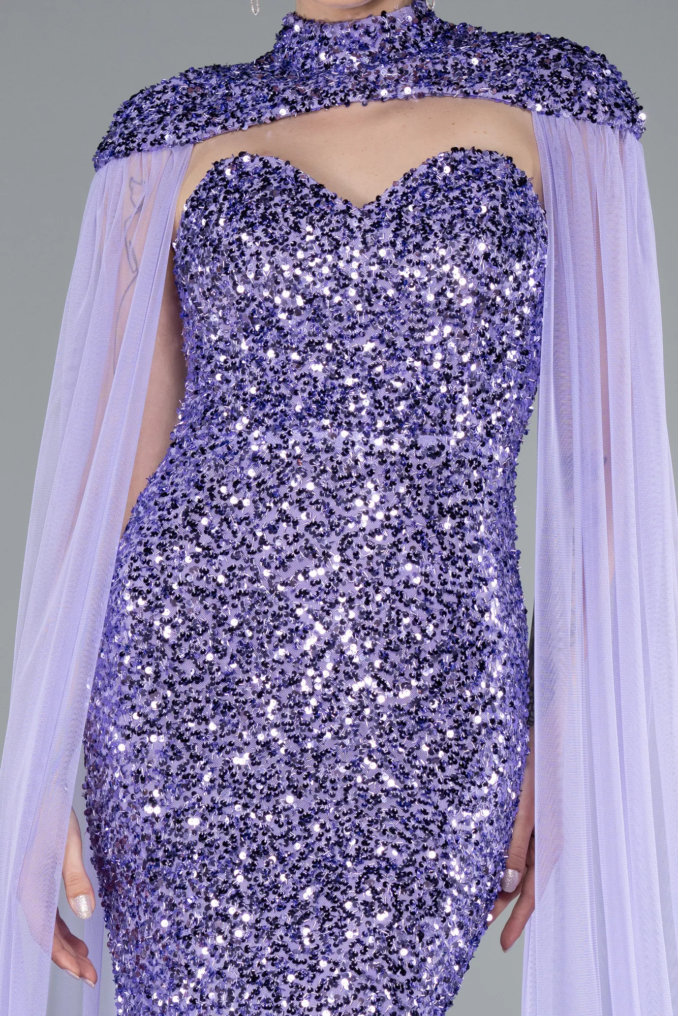 Lila-Long Scaly Evening Dress ABU4910