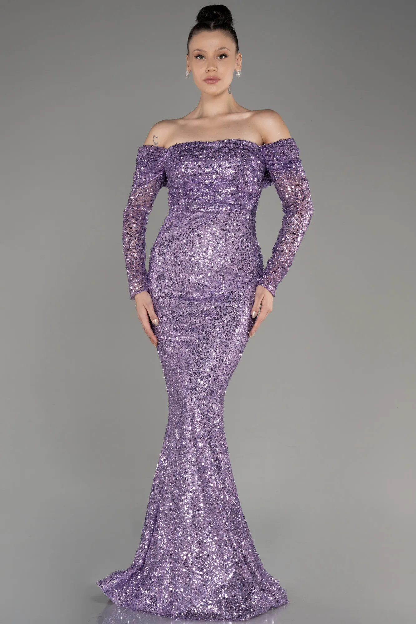 Lila-Long Scaly Mermaid Evening Gown ABU3985