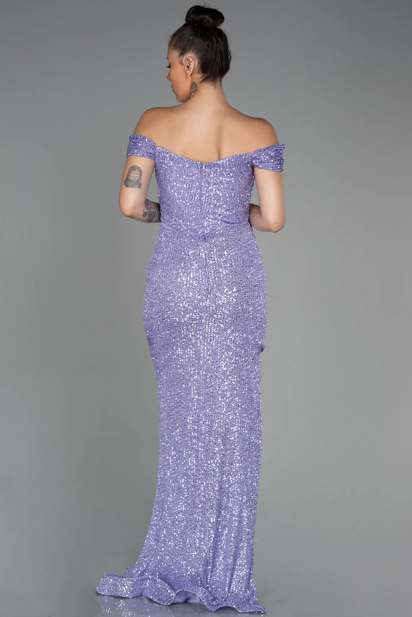 Lila-Long Scaly Plus Size Evening Dress ABU3203