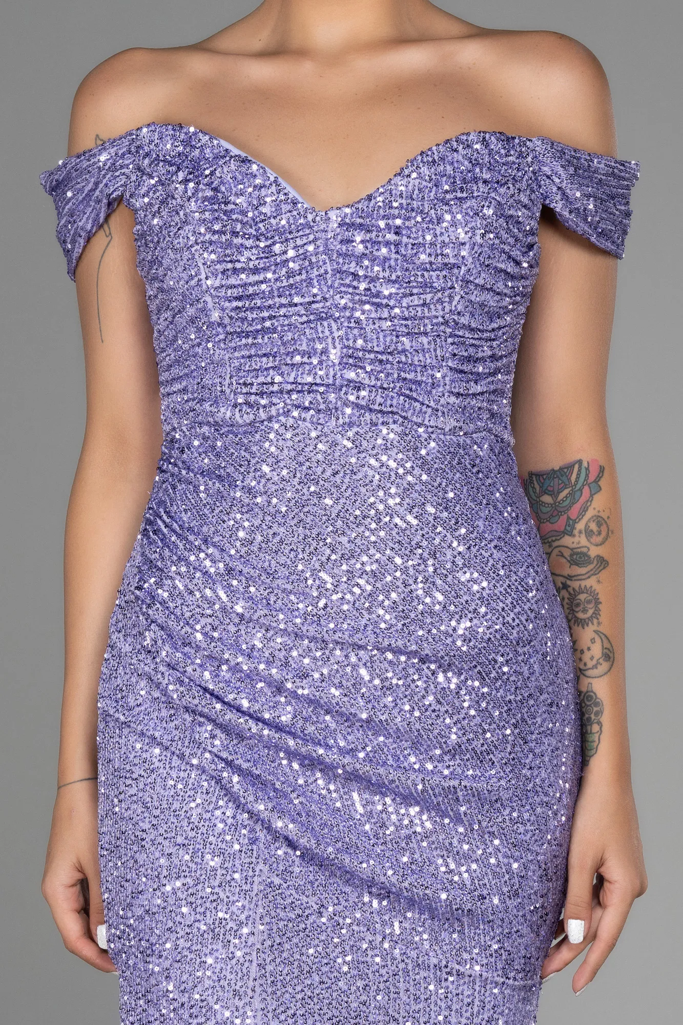 Lila-Long Scaly Plus Size Evening Dress ABU3203