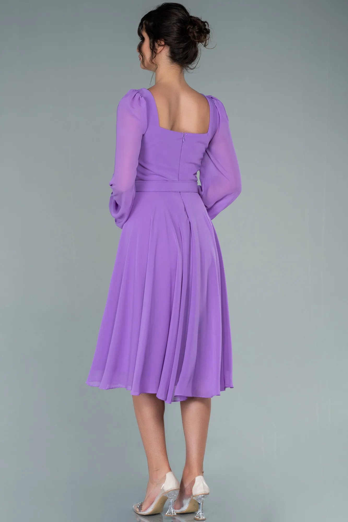 Lila-Midi Chiffon Invitation Dress ABK1441