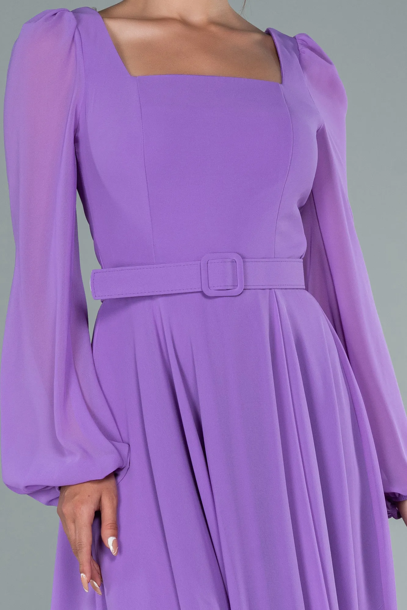 Lila-Midi Chiffon Invitation Dress ABK1441