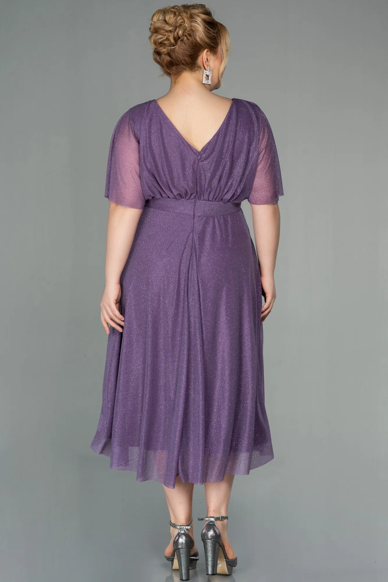 Lila-Midi Plus Size Evening Dress ABK1253