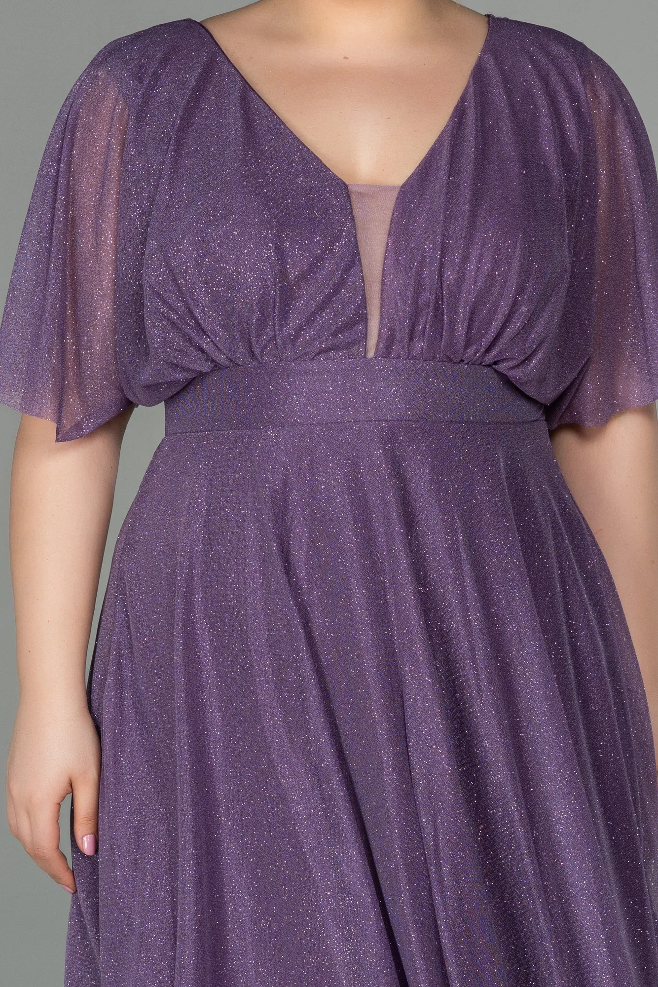 Lila-Midi Plus Size Evening Dress ABK1253