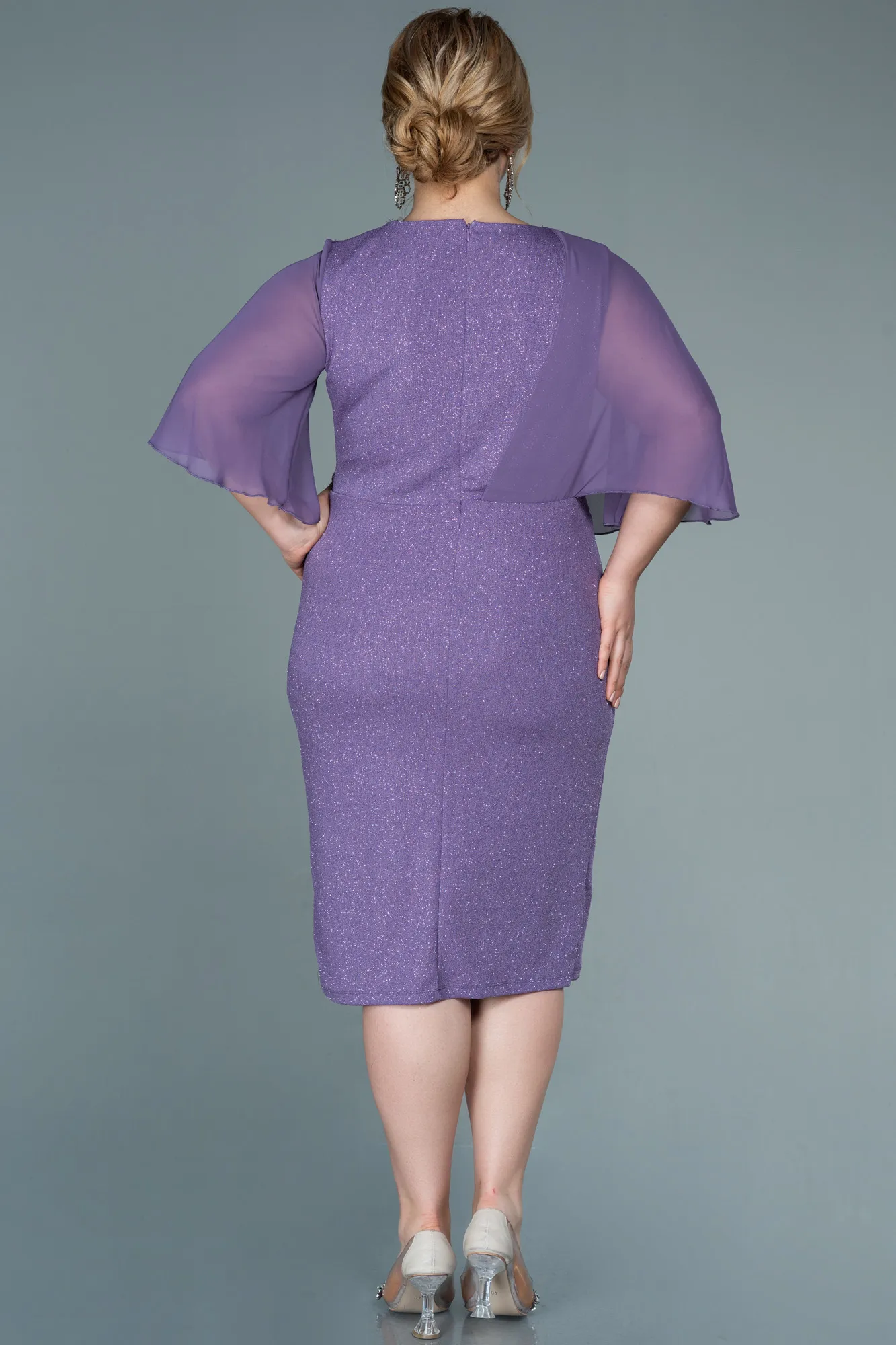 Lila-Midi Plus Size Evening Dress ABK1567