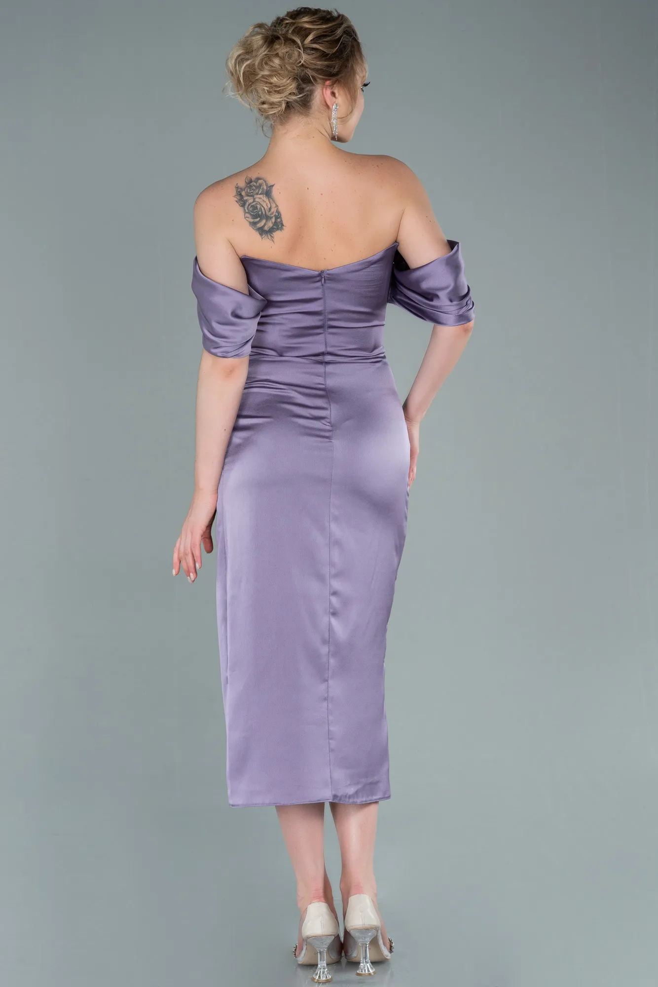 Lila-Midi Satin Invitation Dress ABK1404