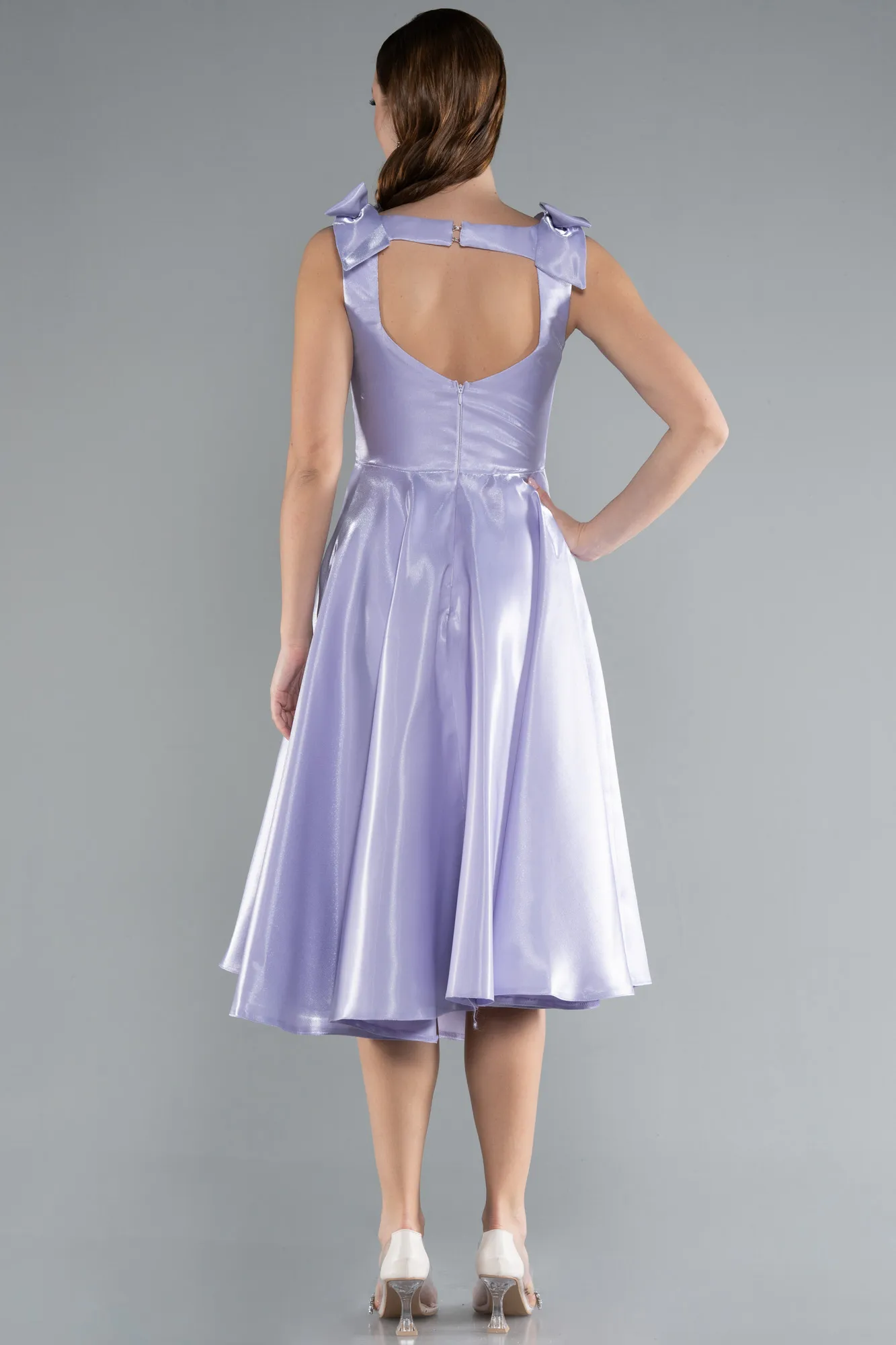 Lila-Sleeveless Square Neck Midi Satin Party Dress ABK2285