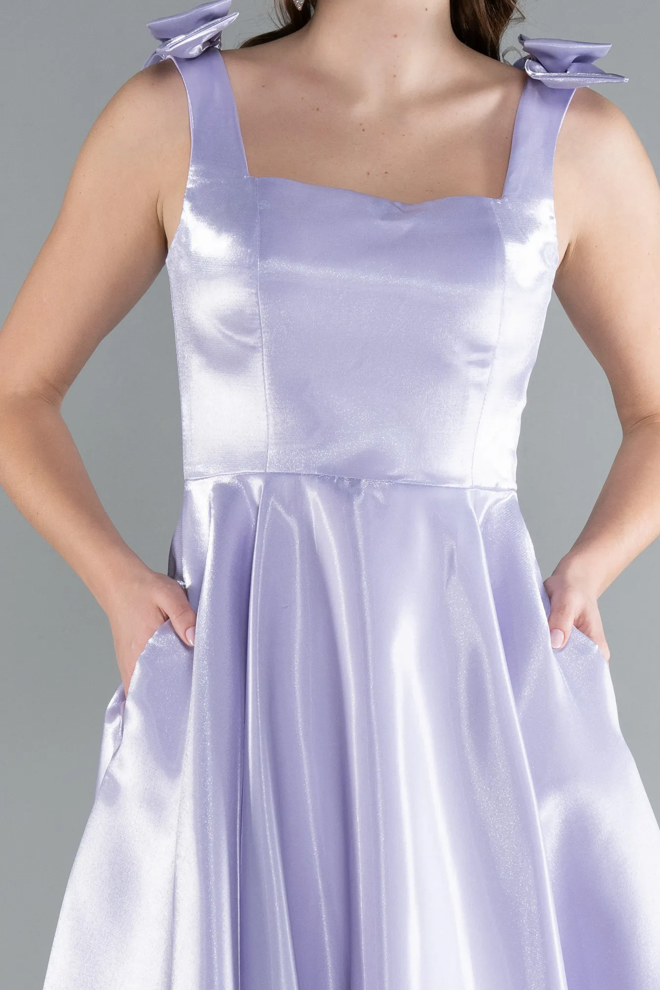 Lila-Sleeveless Square Neck Midi Satin Party Dress ABK2285