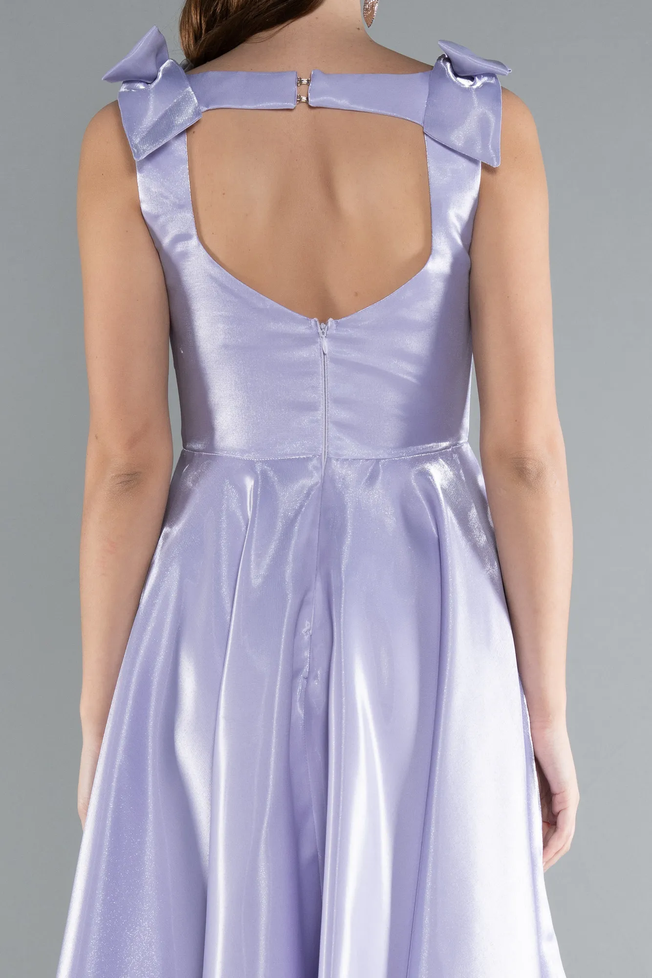 Lila-Sleeveless Square Neck Midi Satin Party Dress ABK2285