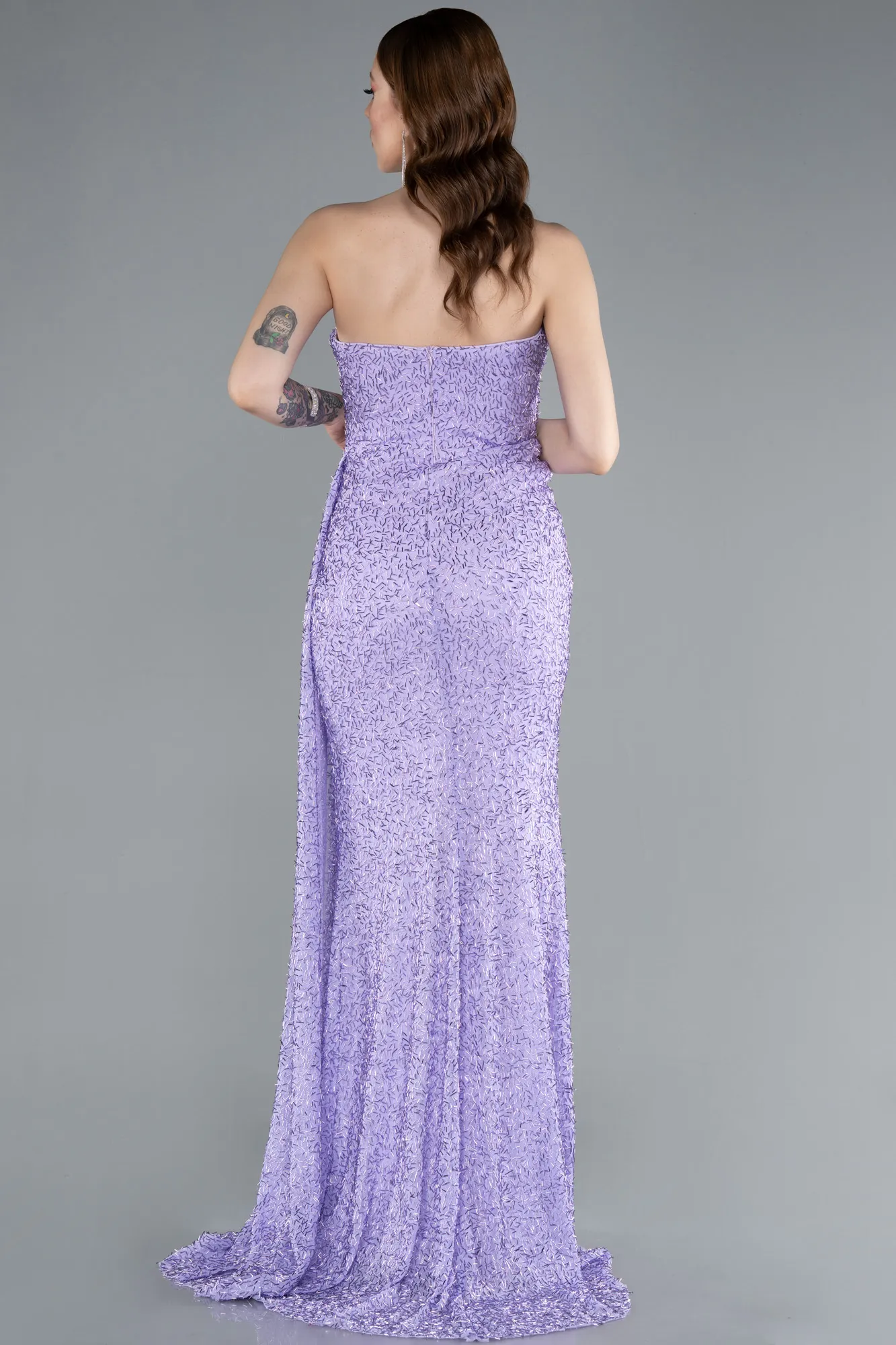 Lila-Strapless Beaded Slit Long Evening Gown ABU4871