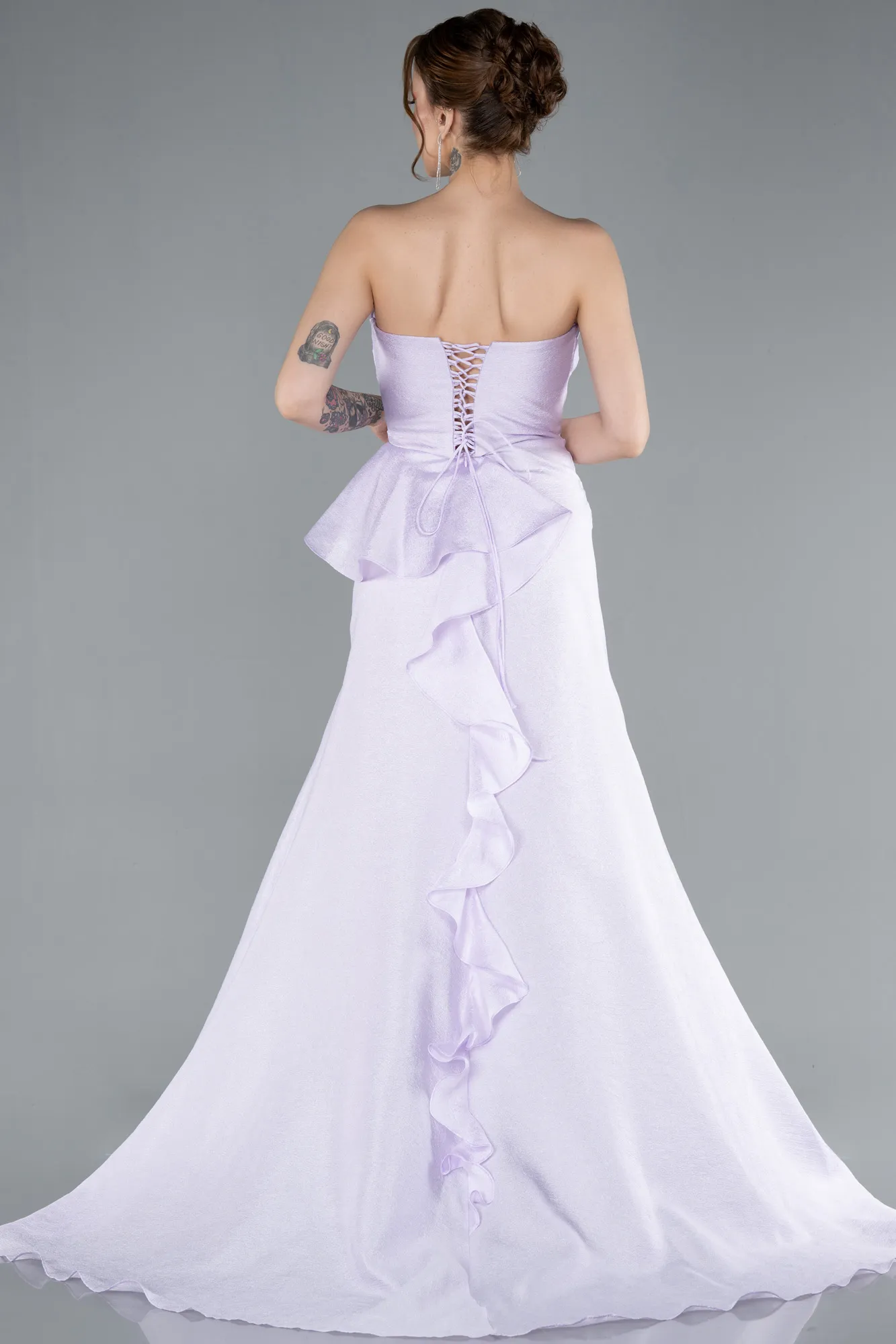 Lila-Strapless Slit Long Prom Dress ABU4784