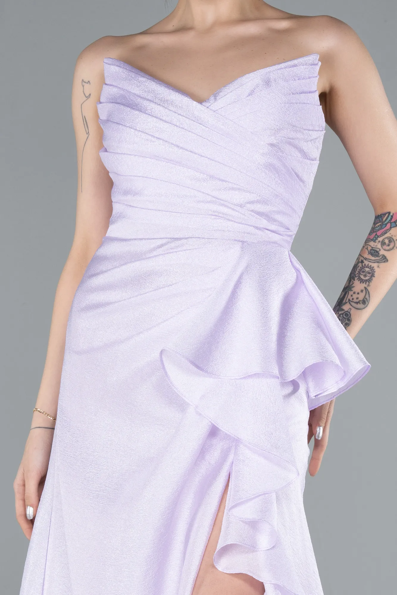 Lila-Strapless Slit Long Prom Dress ABU4784