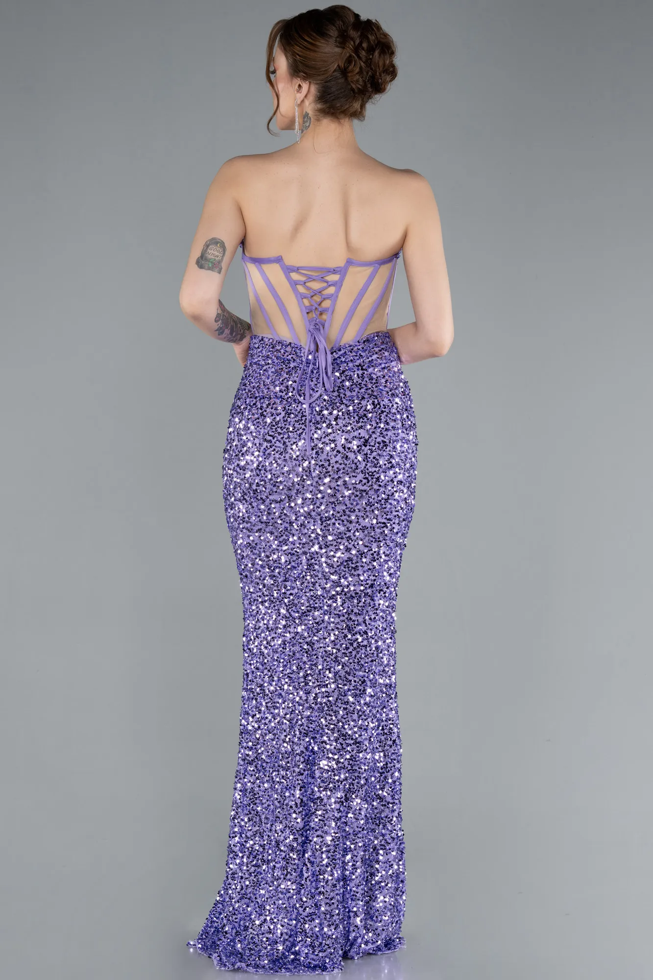 Lila-Strapless Slit Long Scaly Mermaid Prom Dress ABU4790