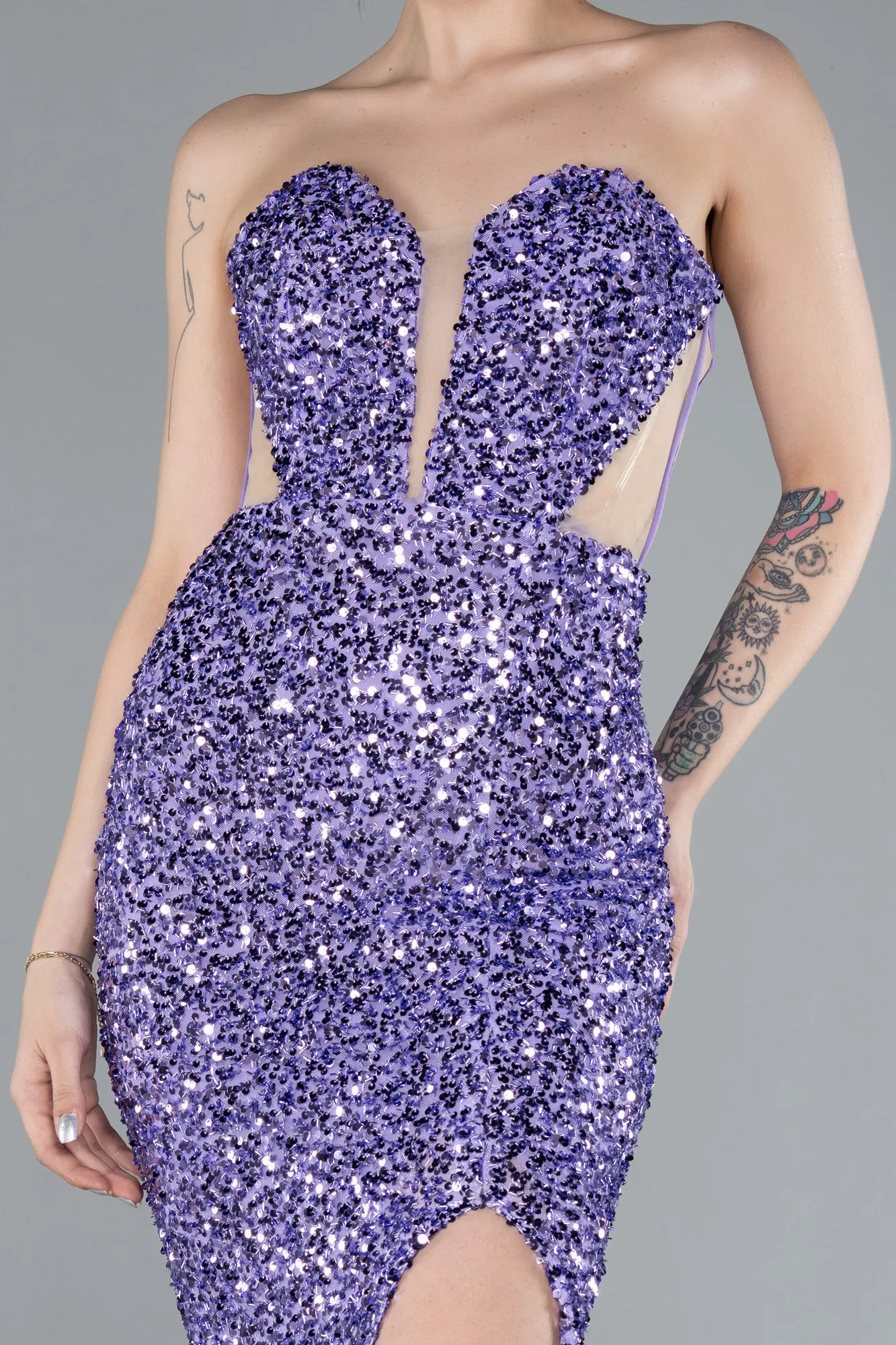 Lila-Strapless Slit Long Scaly Mermaid Prom Dress ABU4790