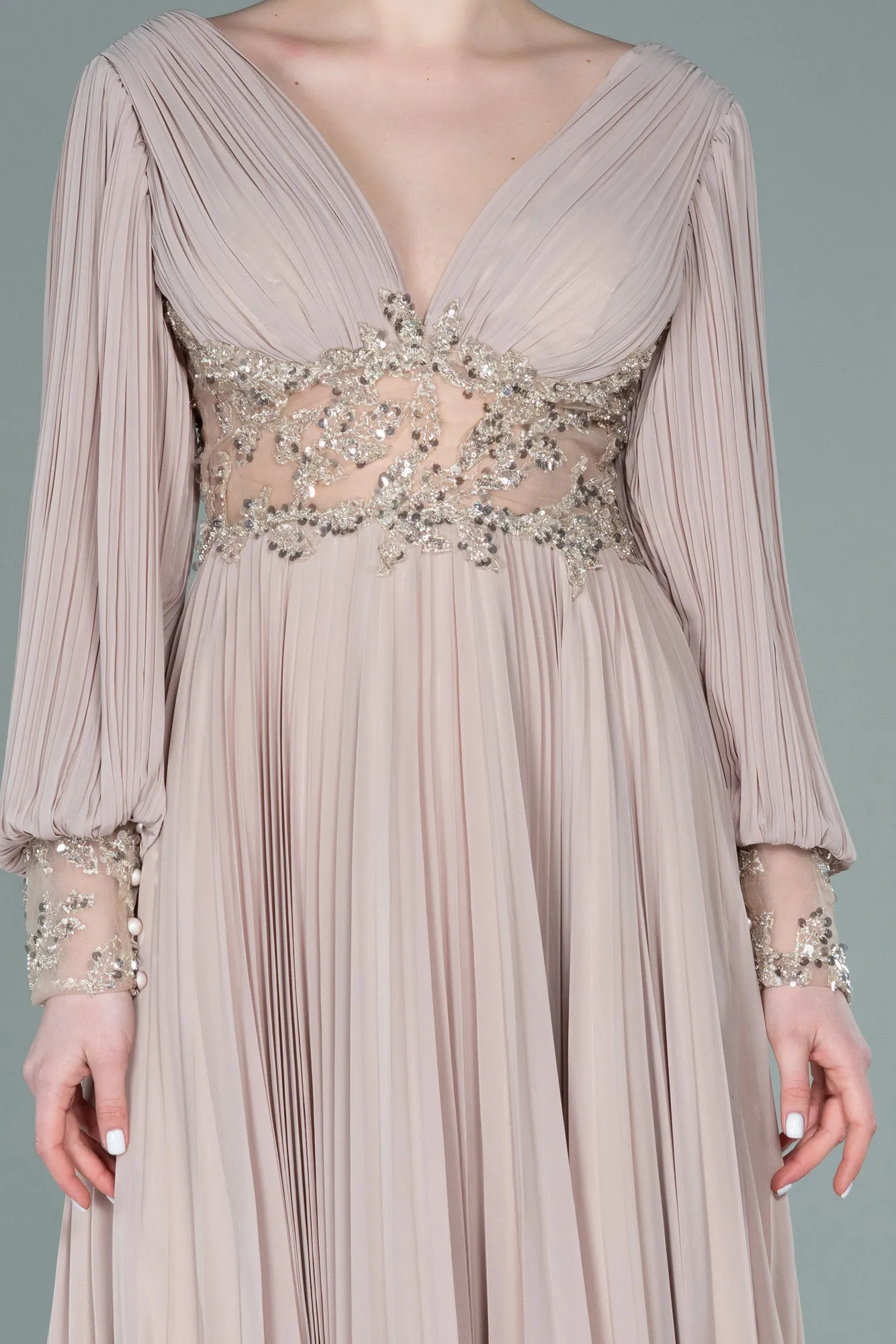 Mink-Long Chiffon Evening Dress ABU2183