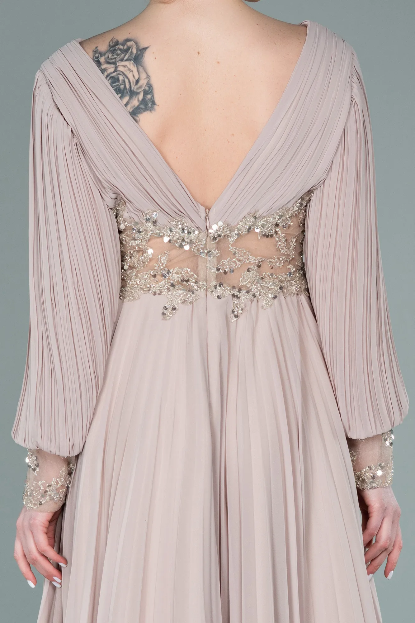 Mink-Long Chiffon Evening Dress ABU2183