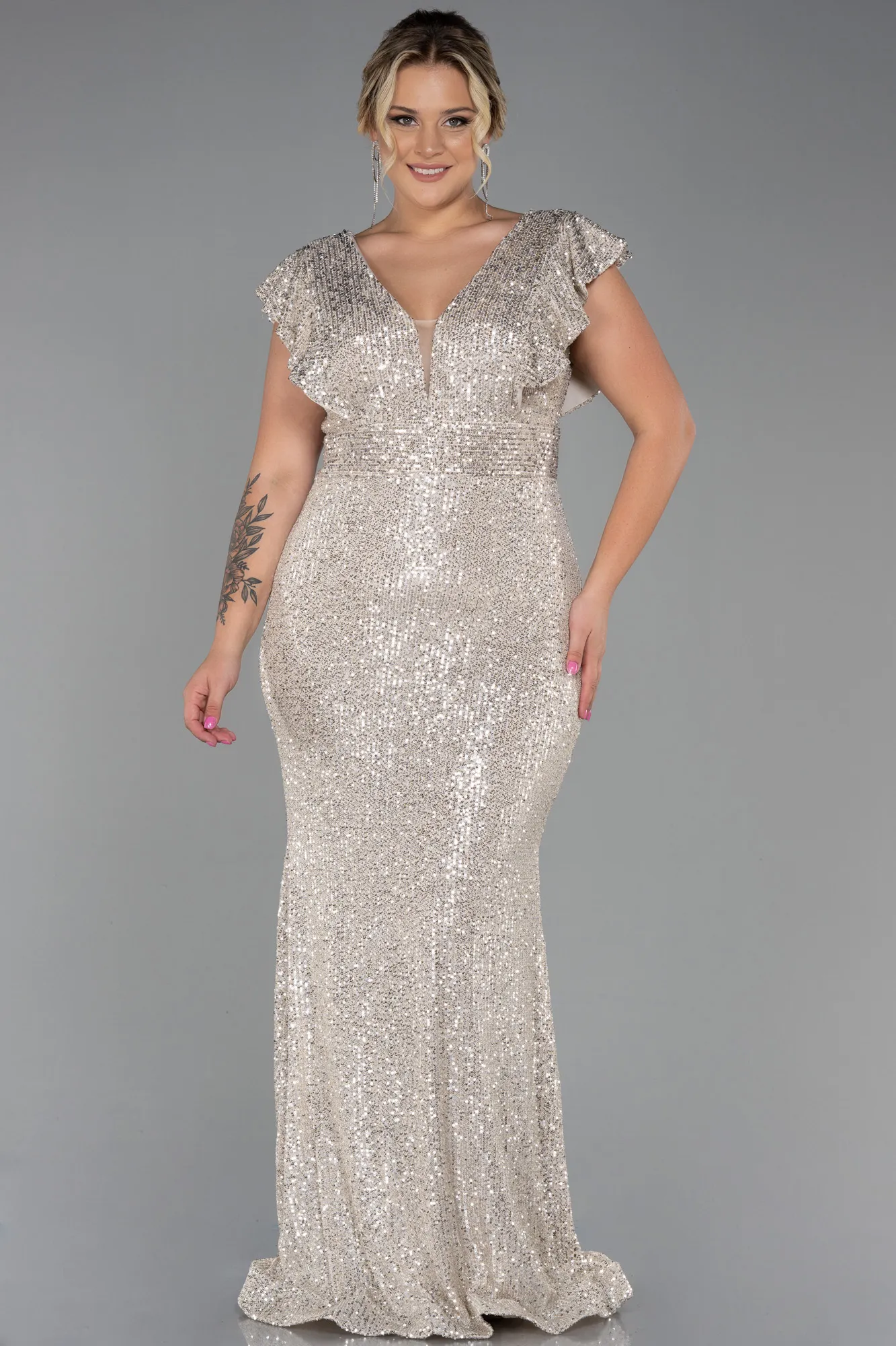 Mink-Long Oversized Evening Dress ABU1045