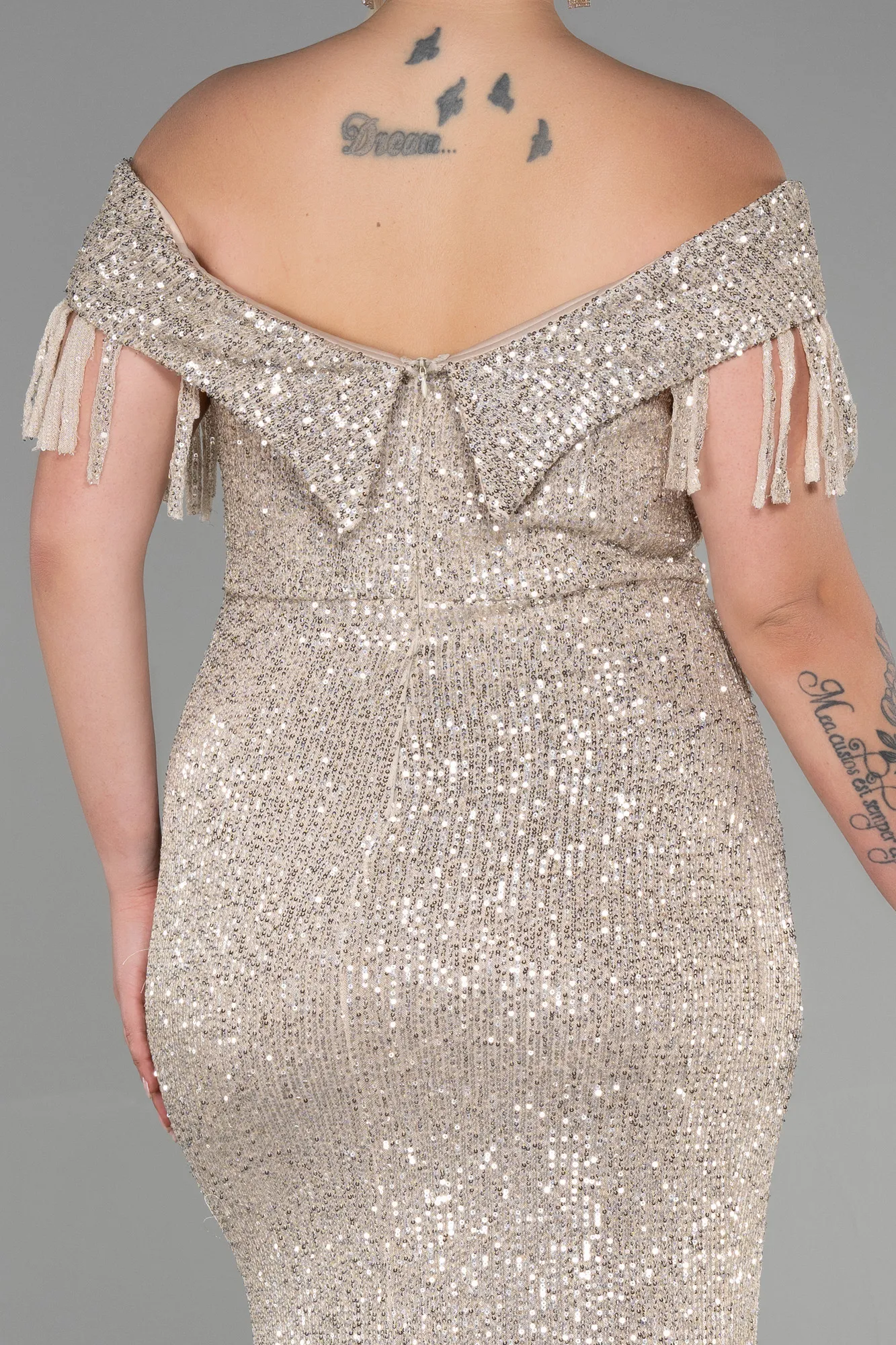 Mink-Long Oversized Evening Dress ABU1745