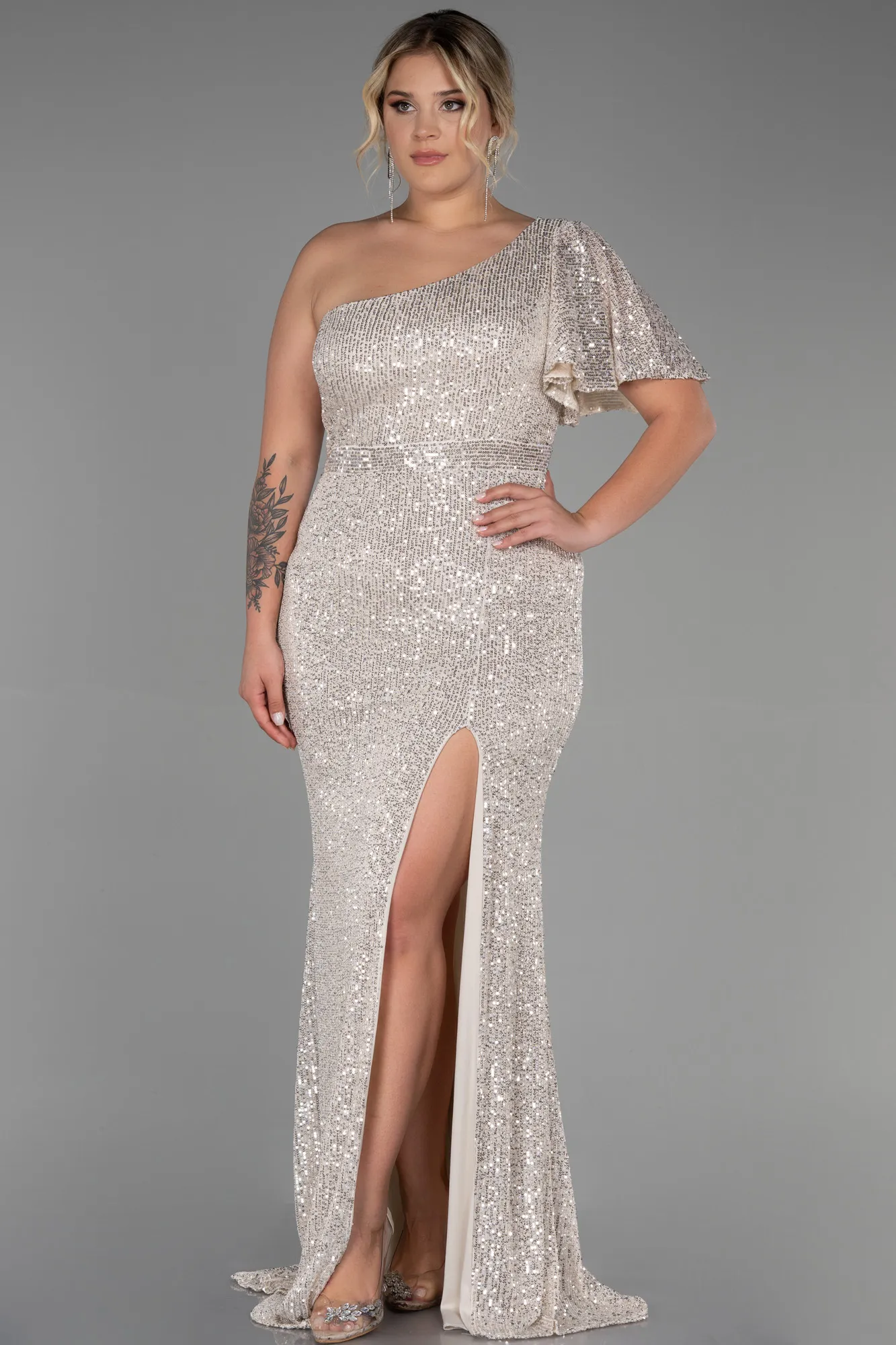 Mink-Long Oversized Evening Dress ABU1893