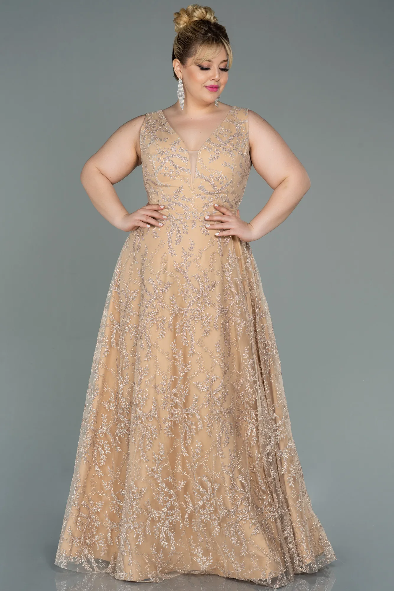Mink-Long Plus Size Evening Dress ABU2537