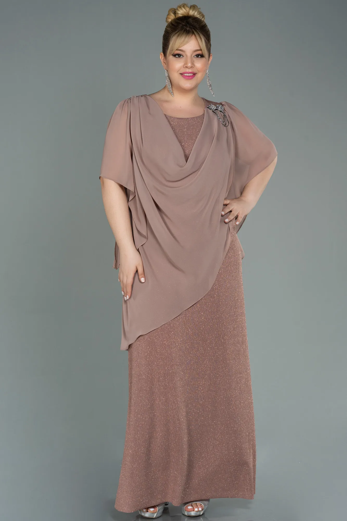 Mink-Long Plus Size Evening Dress ABU3124