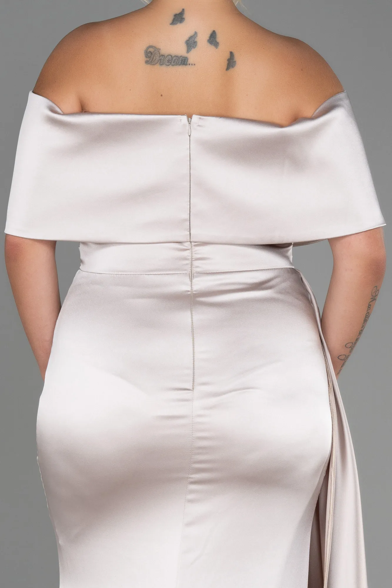 Mink-Long Satin Plus Size Evening Dress ABU2873