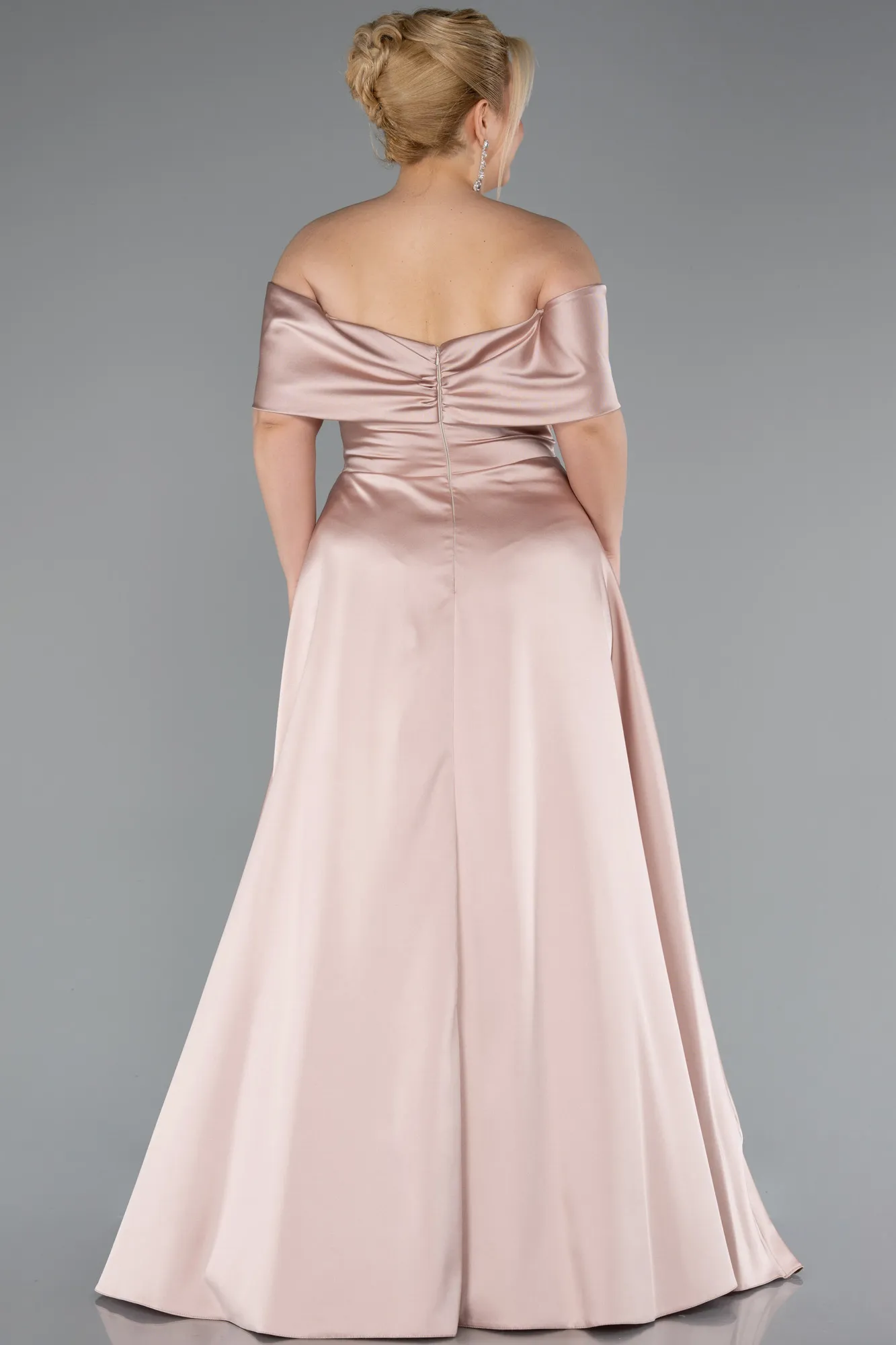 Mink-Long Satin Plus Size Evening Gown ABU4998