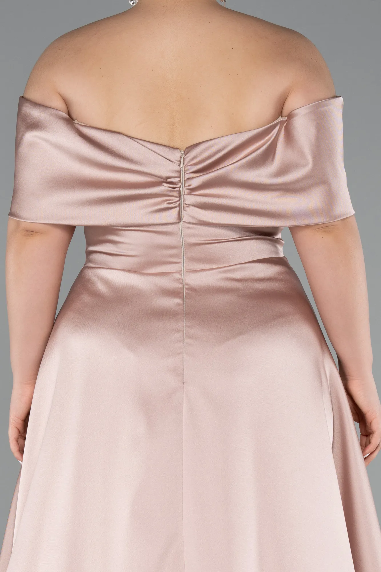 Mink-Long Satin Plus Size Evening Gown ABU4998