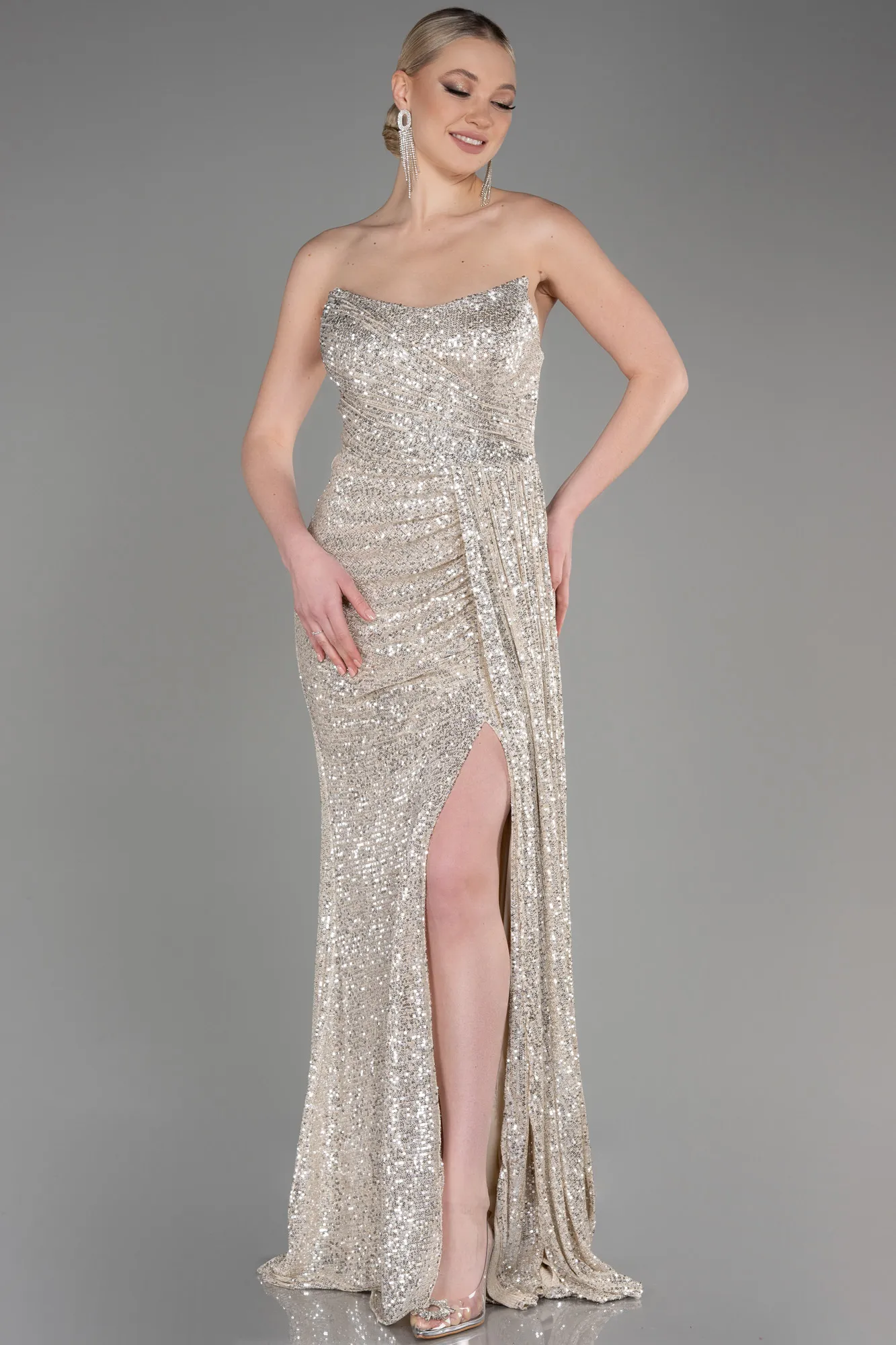 Mink-Long Scaly Evening Dress ABU3134
