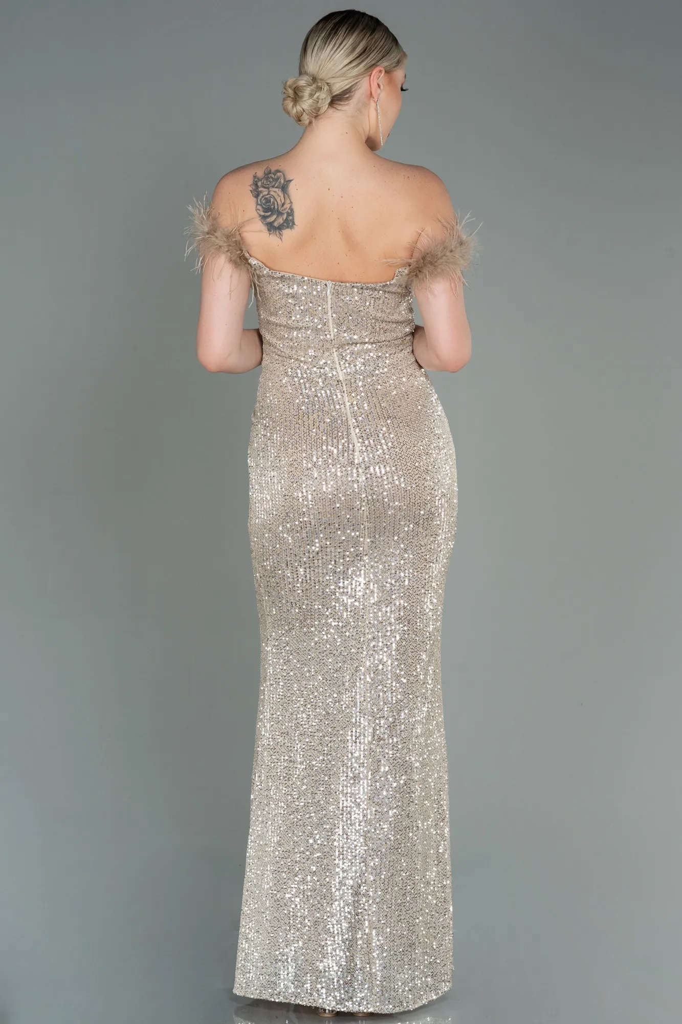 Mink-Long Scaly Evening Dress ABU3191