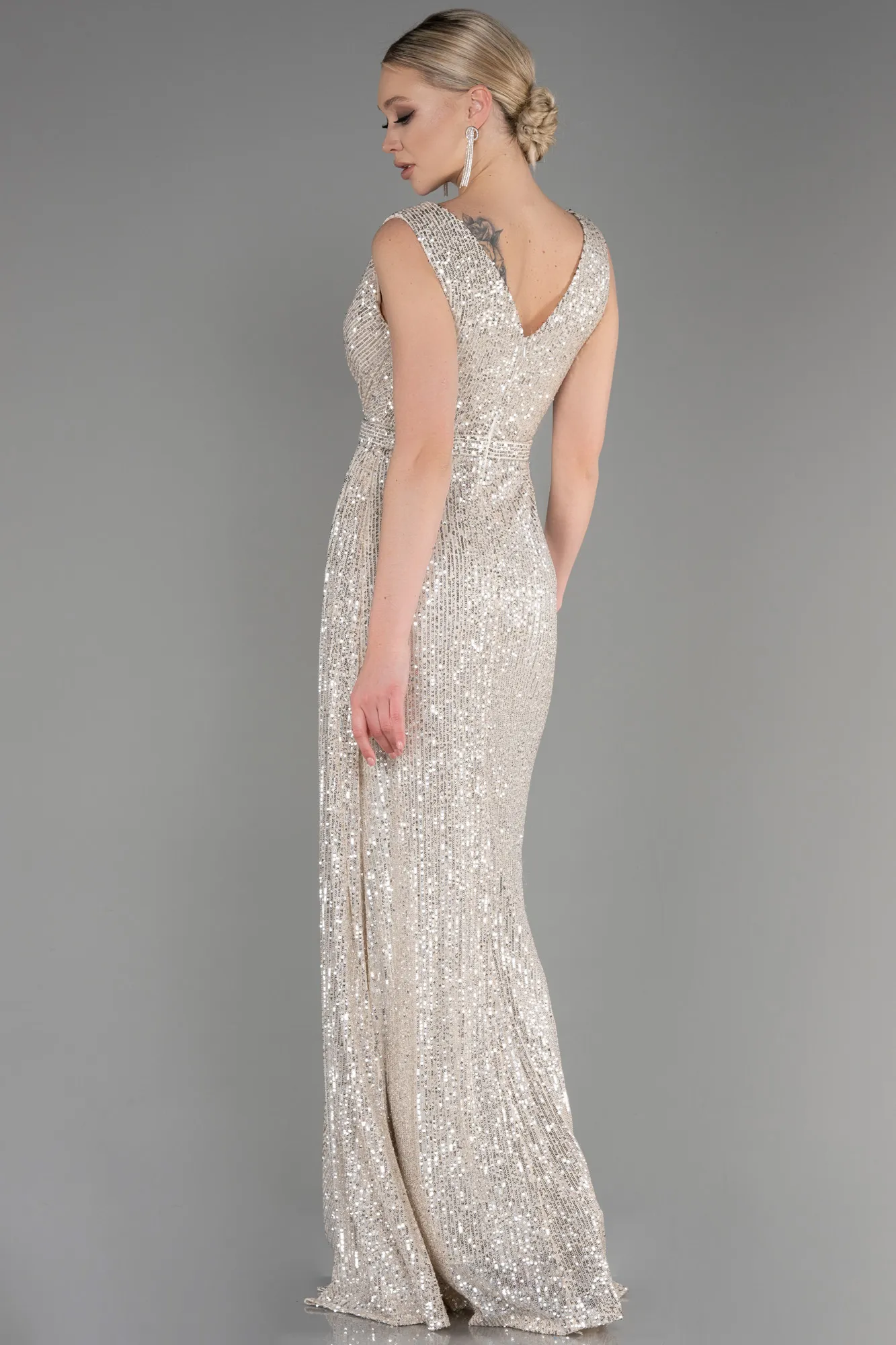 Mink-Long Scaly Evening Dress ABU3201