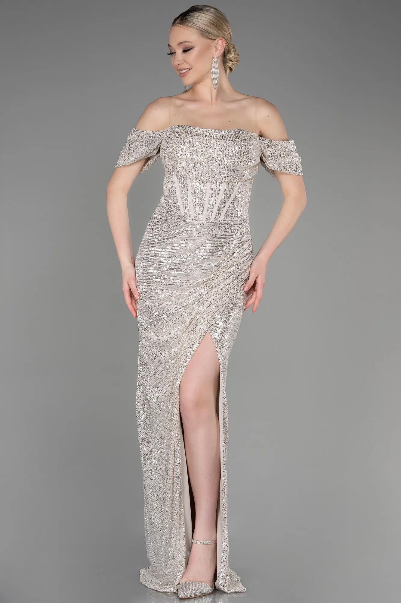 Mink-Long Scaly Evening Dress ABU3766