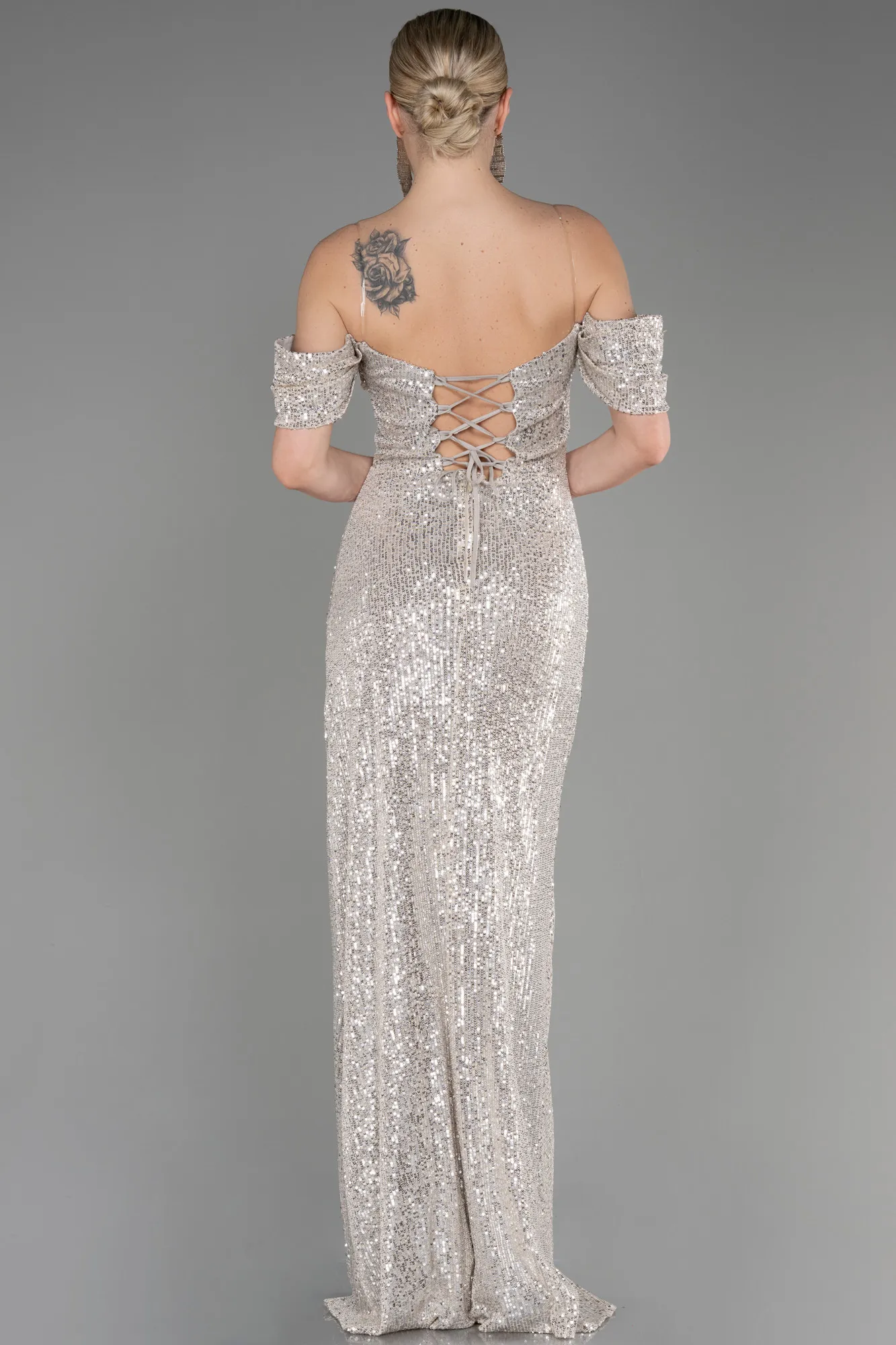 Mink-Long Scaly Evening Dress ABU3766