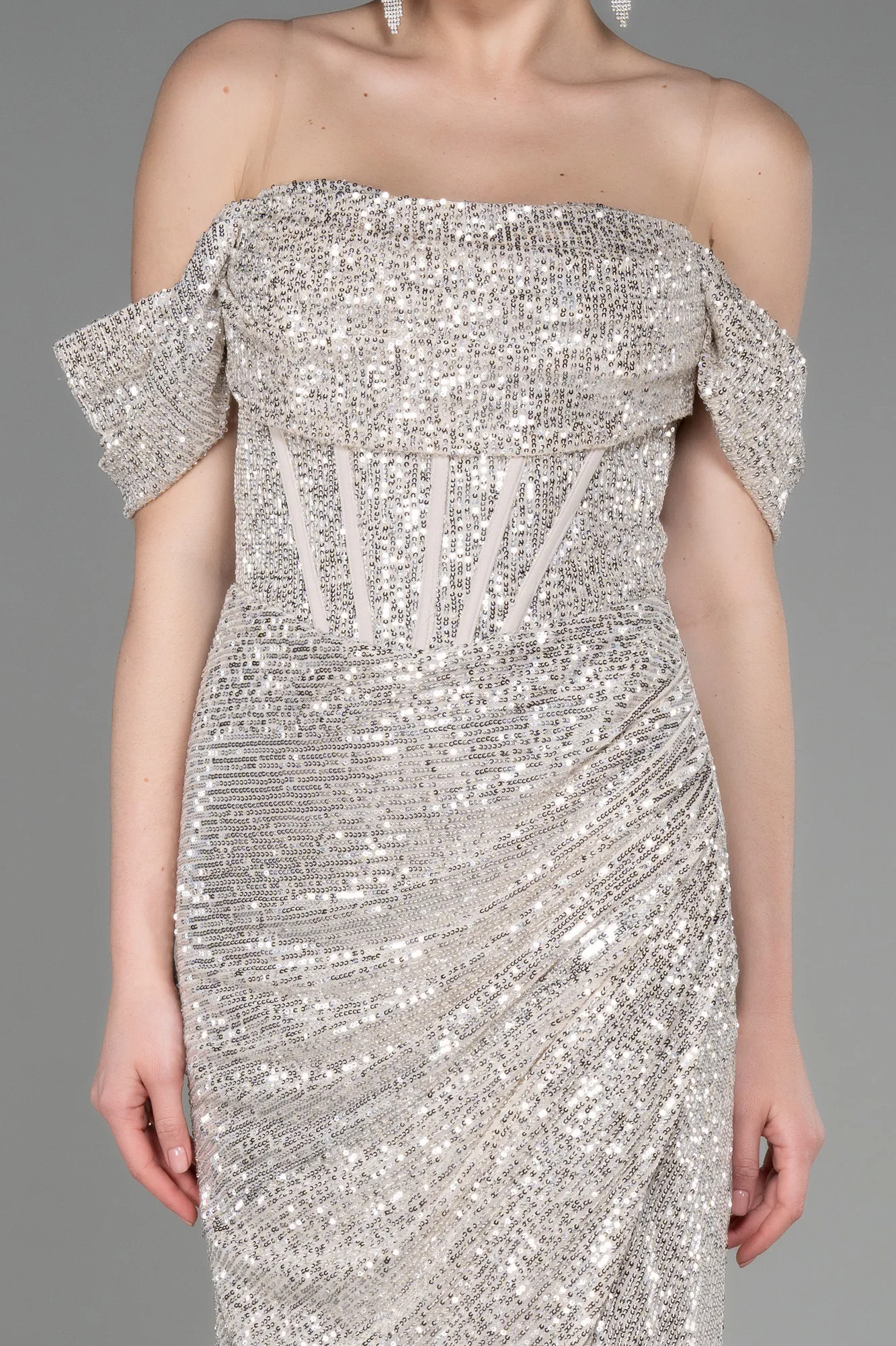 Mink-Long Scaly Evening Dress ABU3766