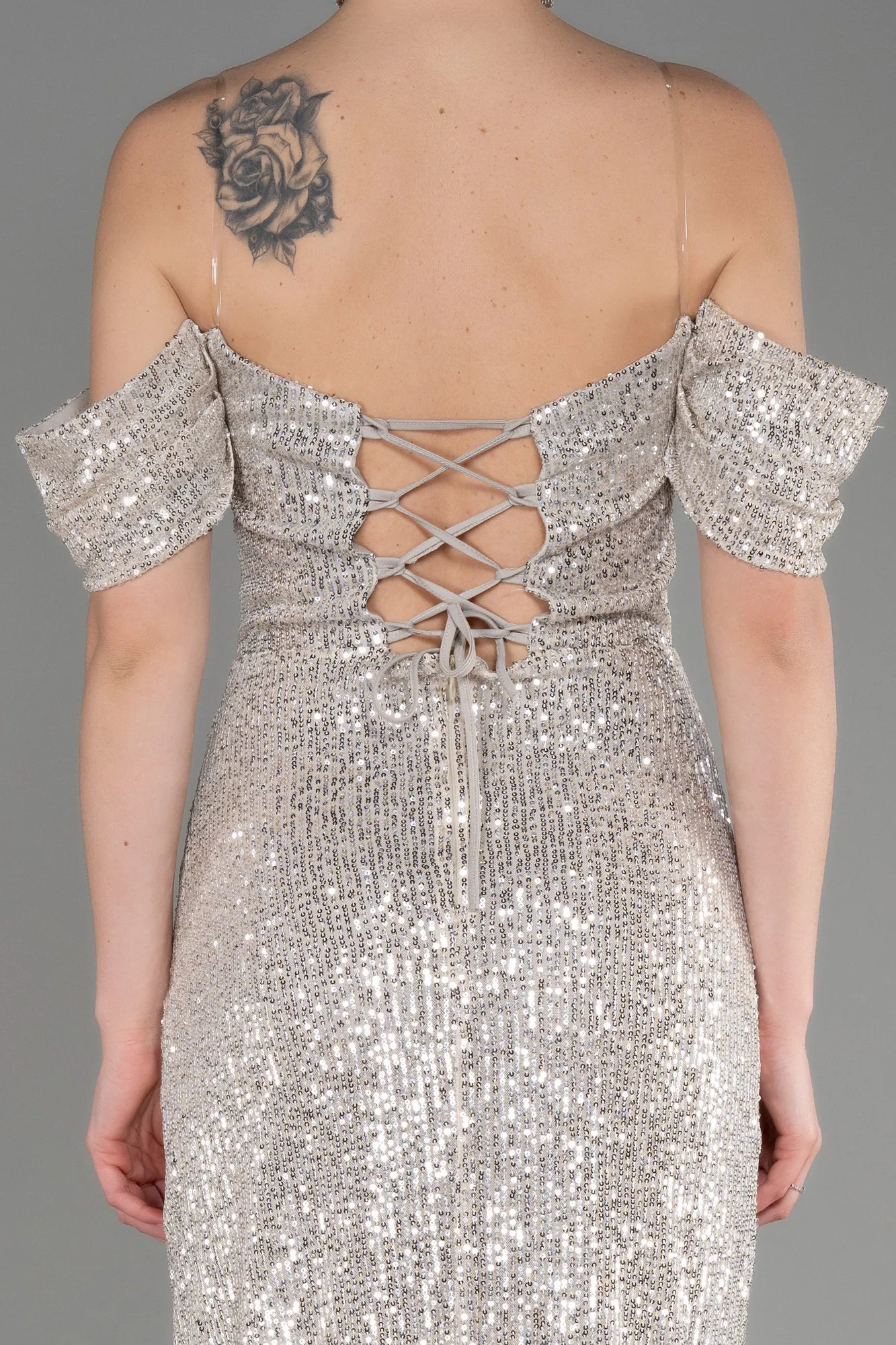 Mink-Long Scaly Evening Dress ABU3766