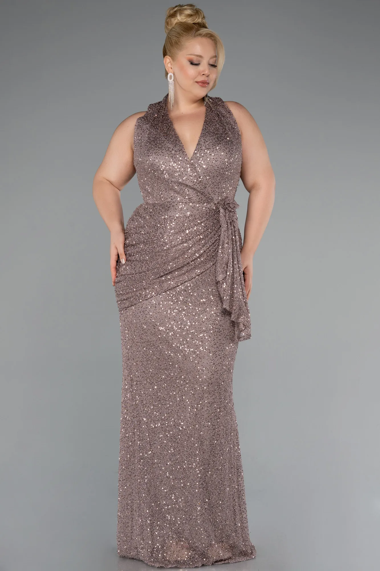 Mink-Long Scaly Formal Plus Size Dress ABU5210