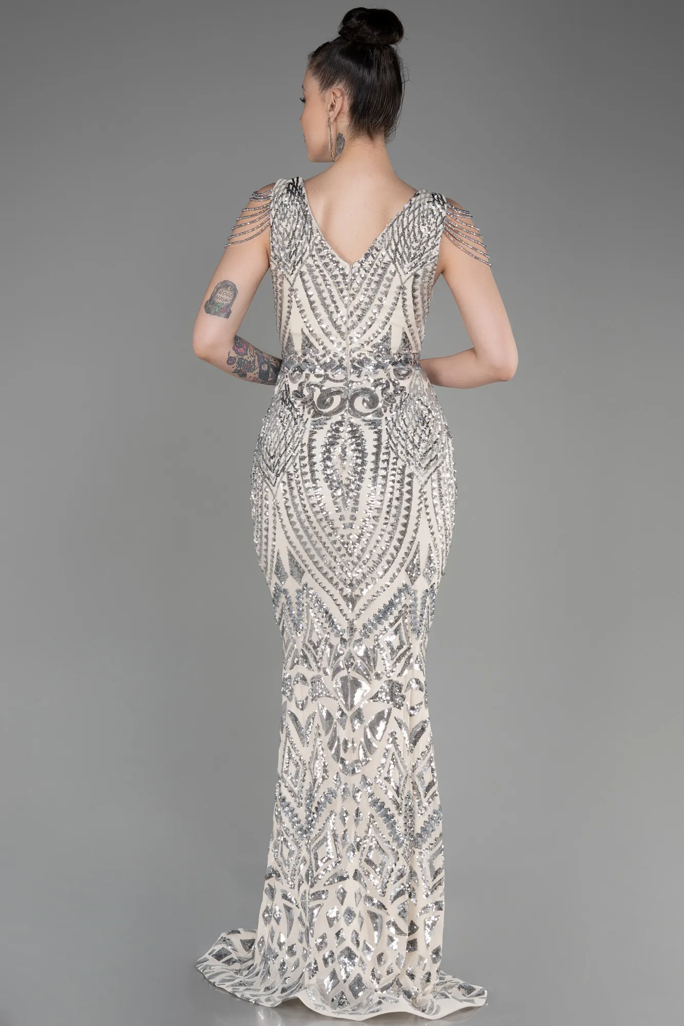 Mink-Long Scaly Mermaid Evening Dress ABU3842