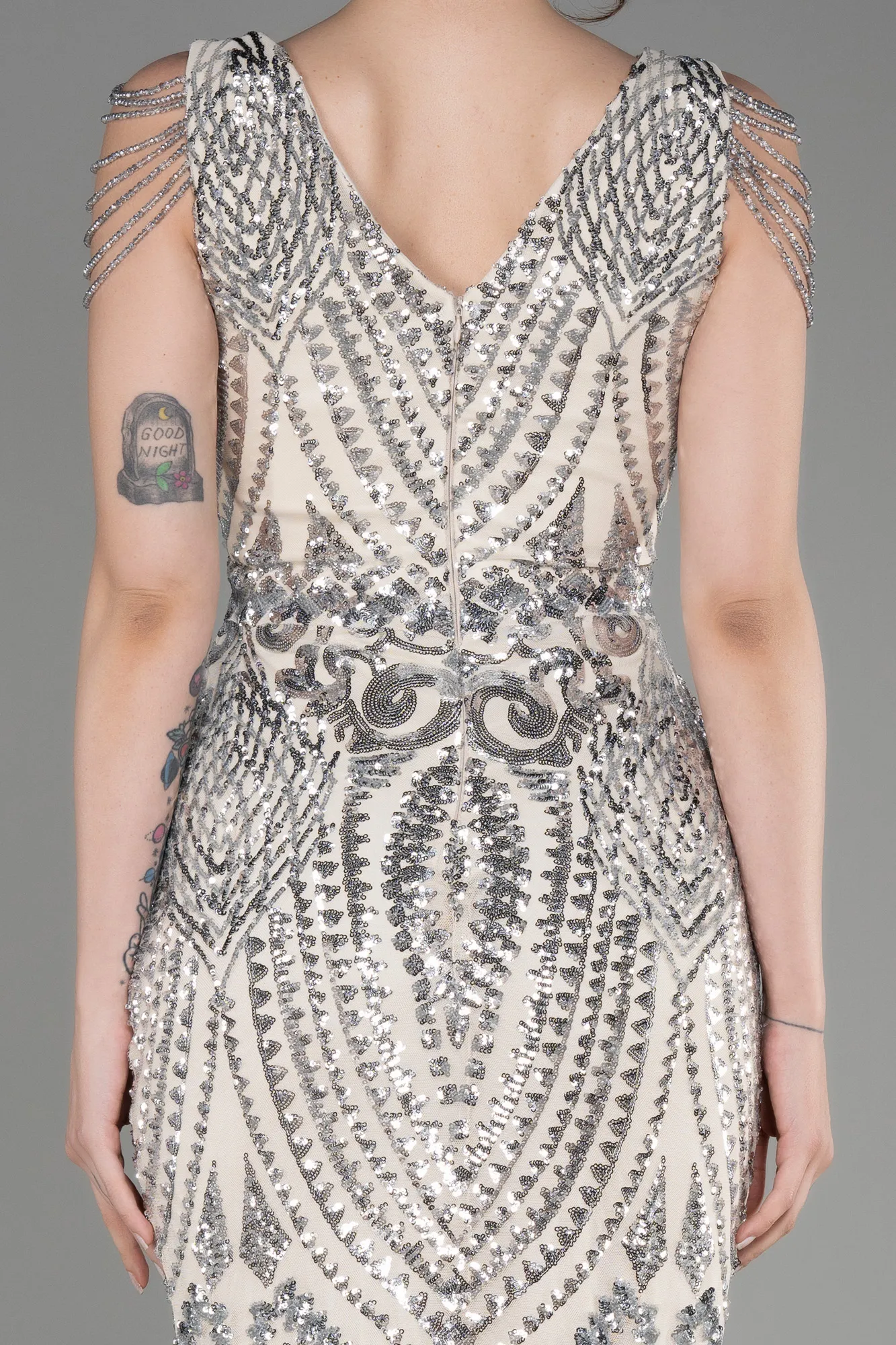 Mink-Long Scaly Mermaid Evening Dress ABU3842