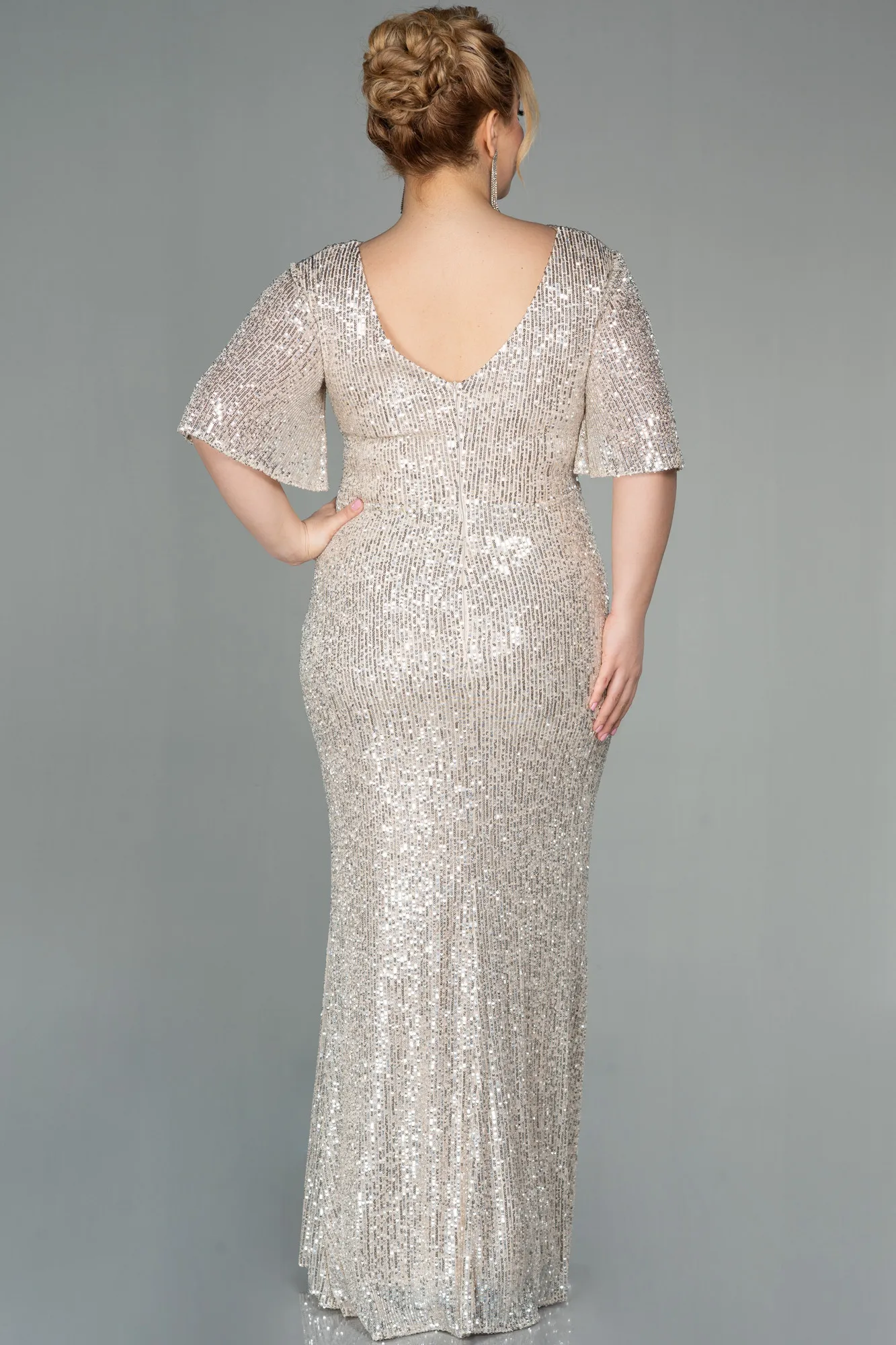 Mink-Long Scaly Plus Size Evening Dress ABU2796