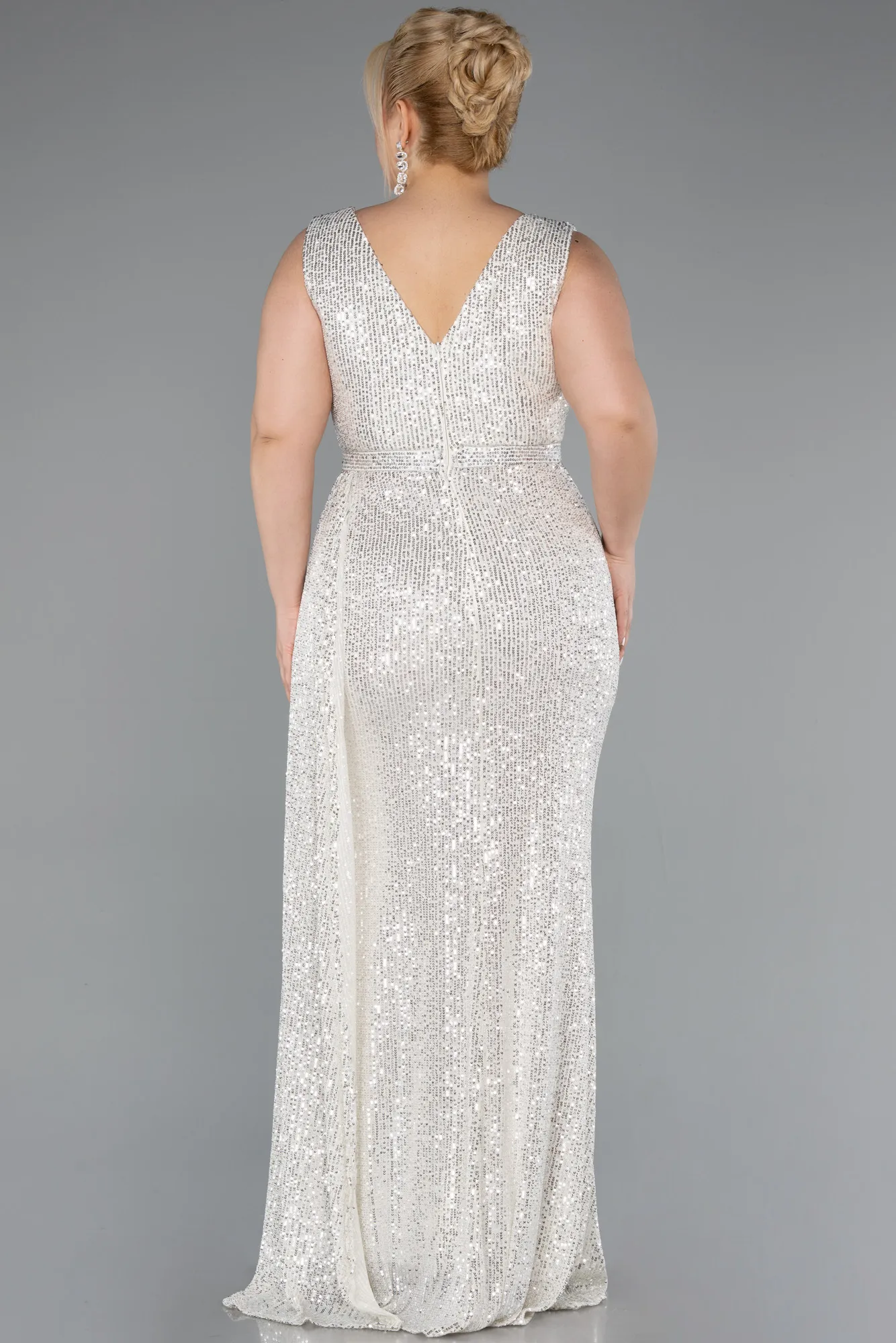 Mink-Long Scaly Plus Size Evening Dress ABU3194