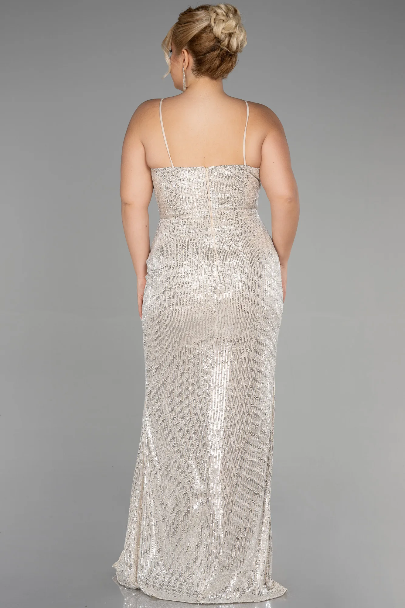 Mink-Long Scaly Plus Size Evening Dress ABU3322