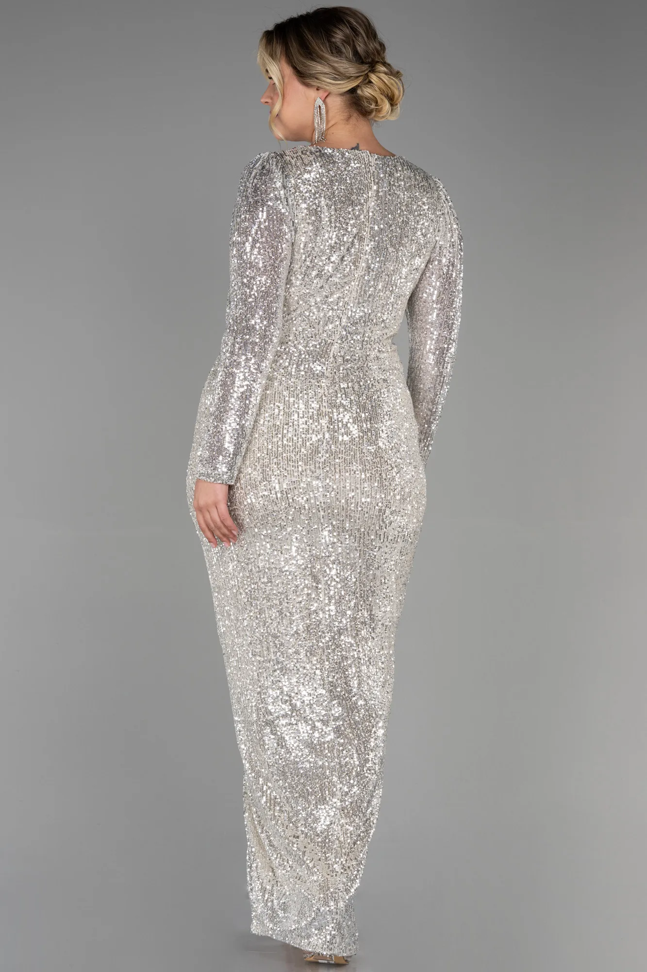 Mink-Long Scaly Plus Size Evening Dress ABU3340