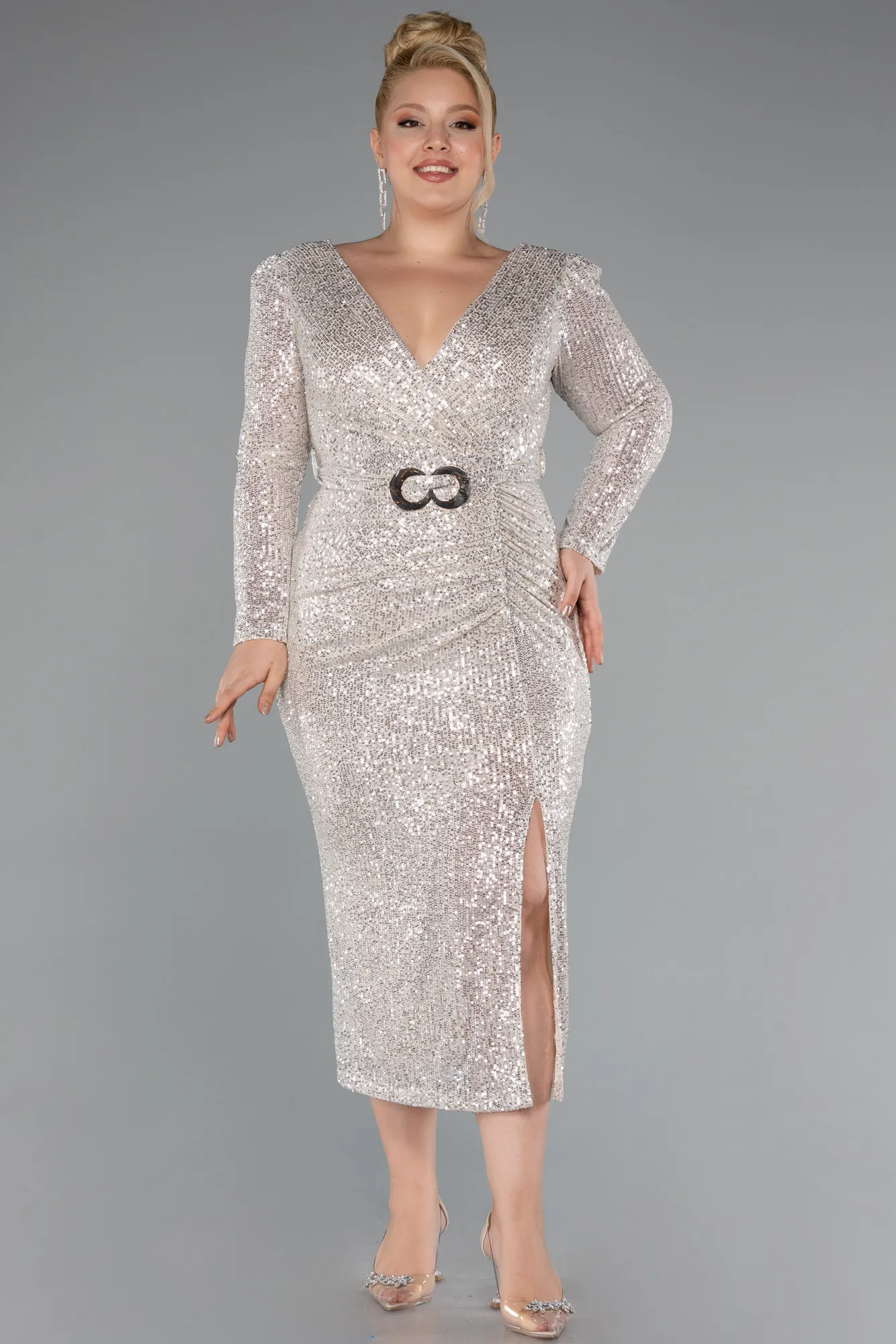 Mink-Midi Plus Size Cocktail Dress ABK1956