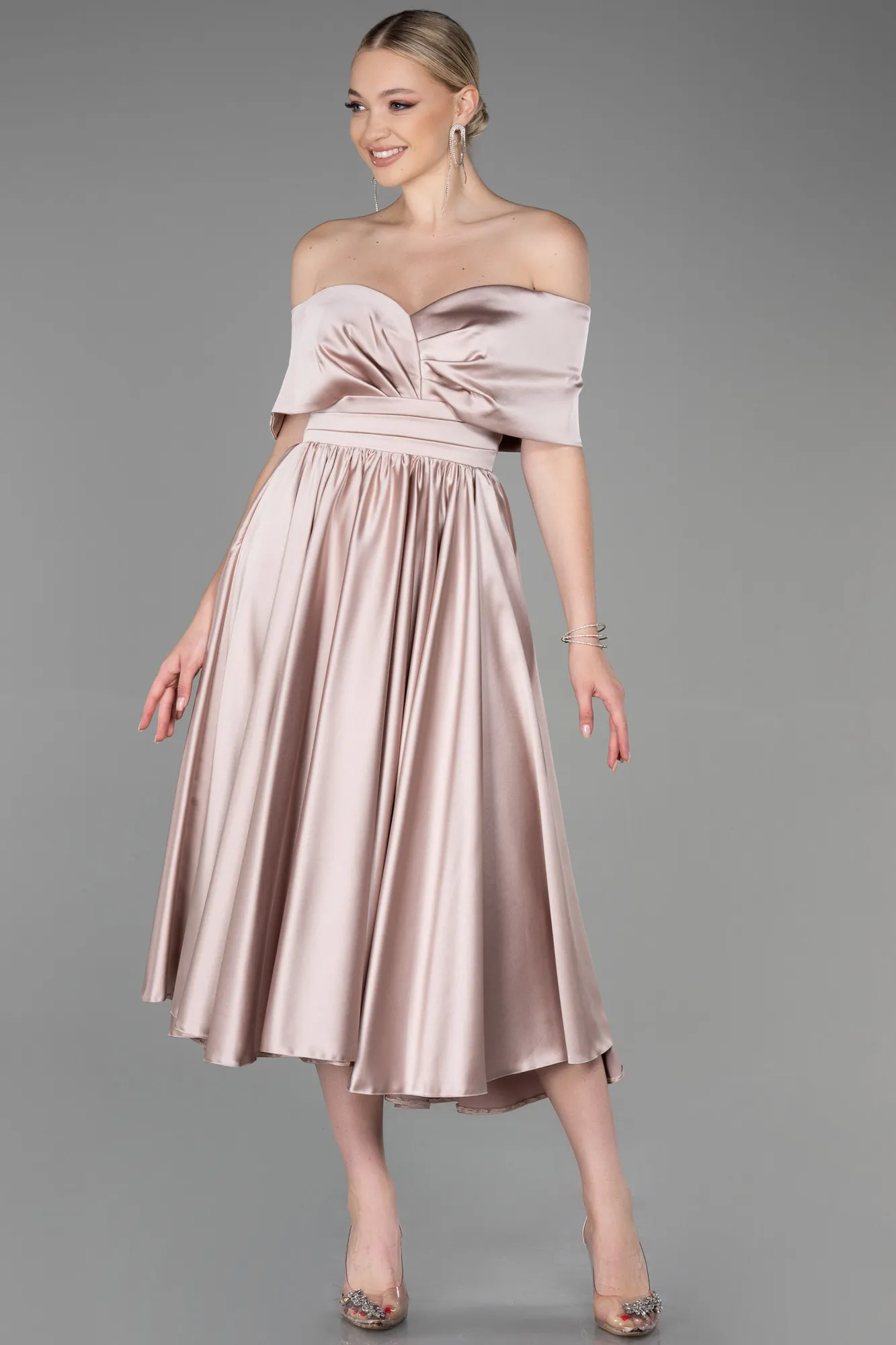 Mink-Midi Satin Night Dress ABK1846