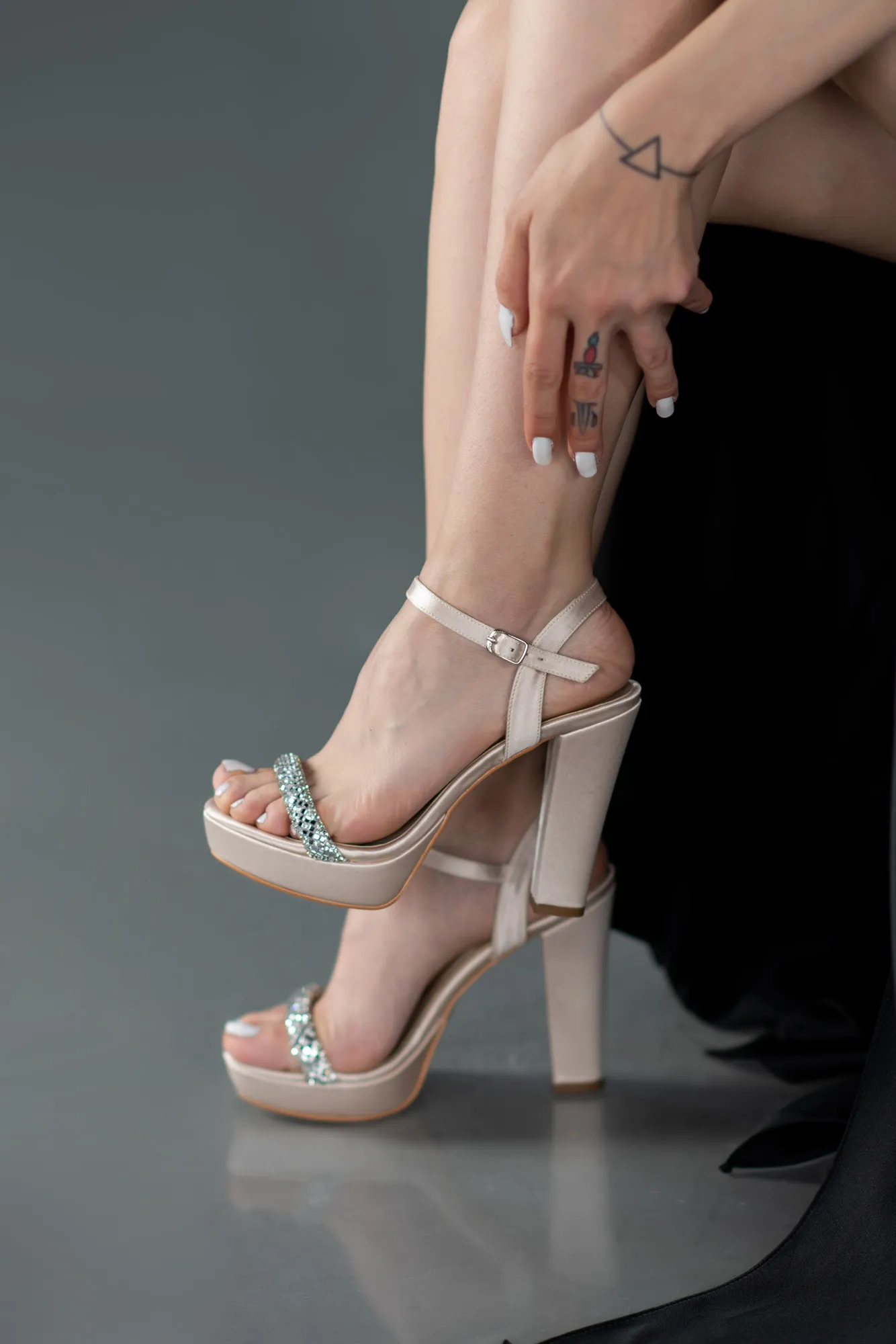 Mink-Satin Platform Heel MJ5159