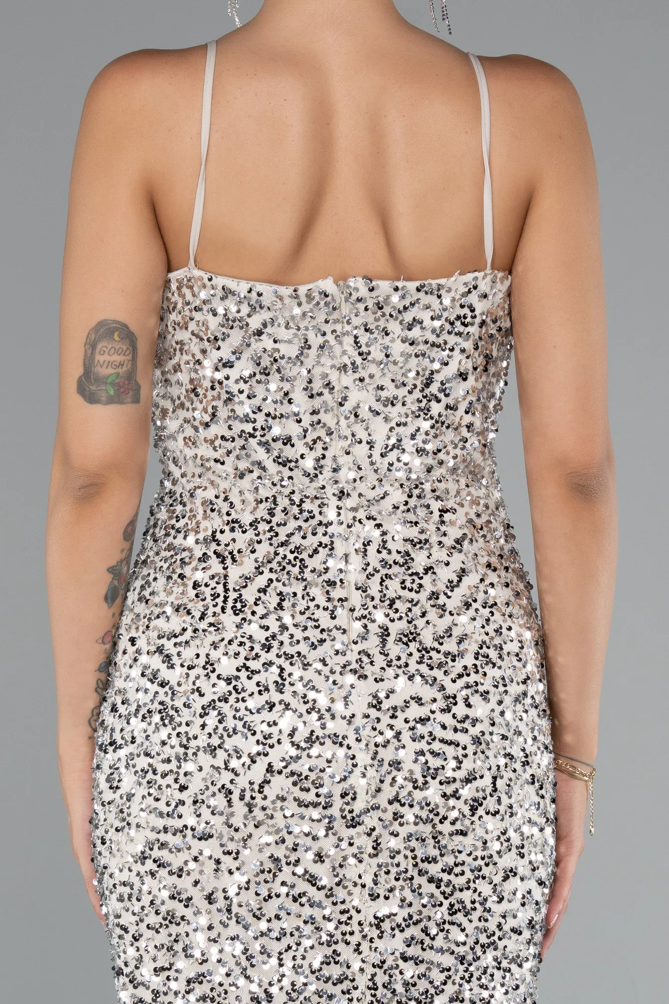 Mink-Strappy Midi Scaly Party Dress ABK2223