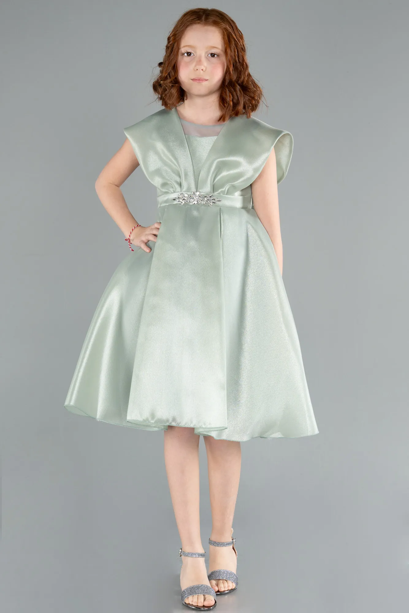 Mint-Front Short Back Long Girl Dress ABO113