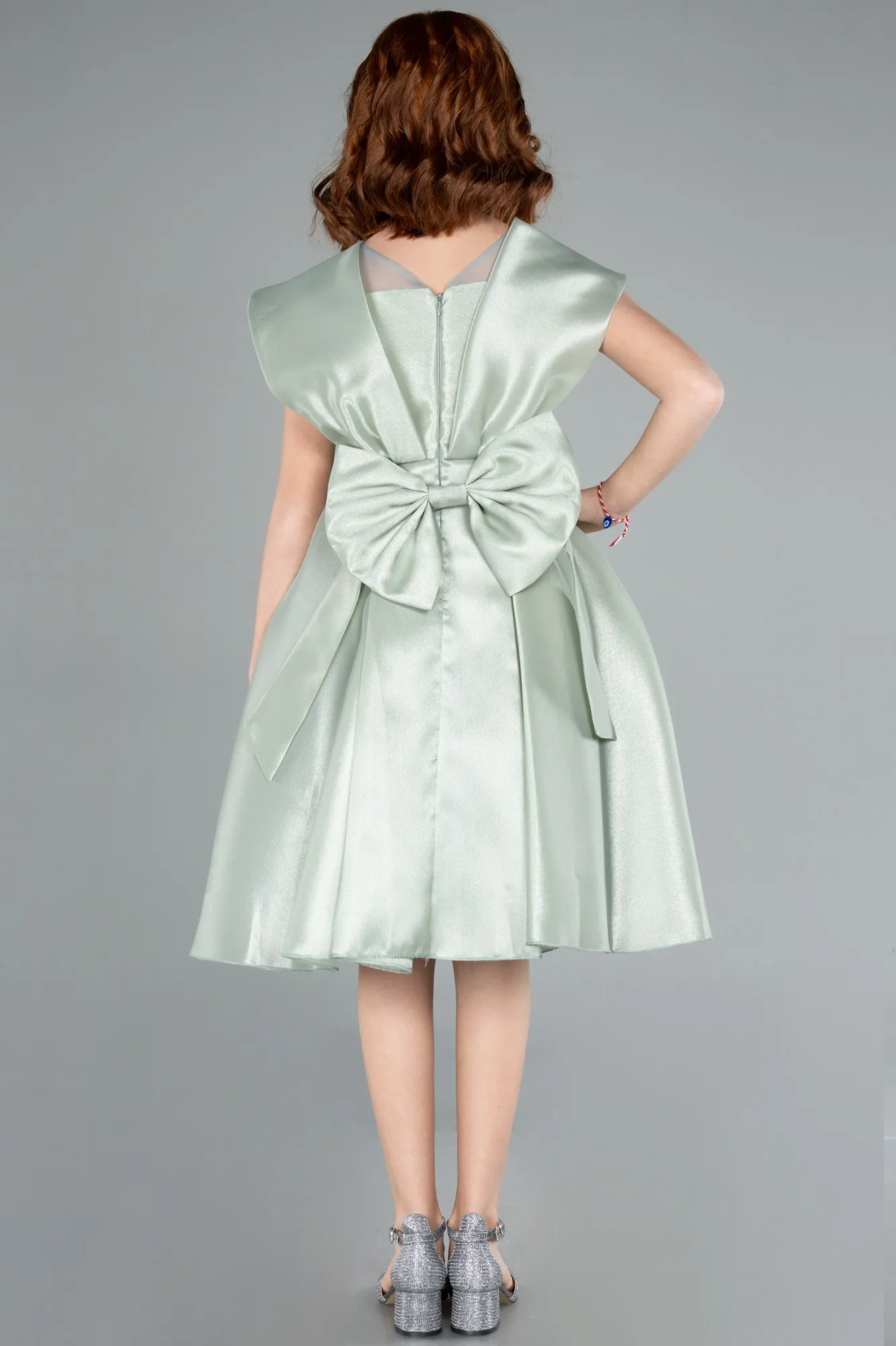 Mint-Front Short Back Long Girl Dress ABO113